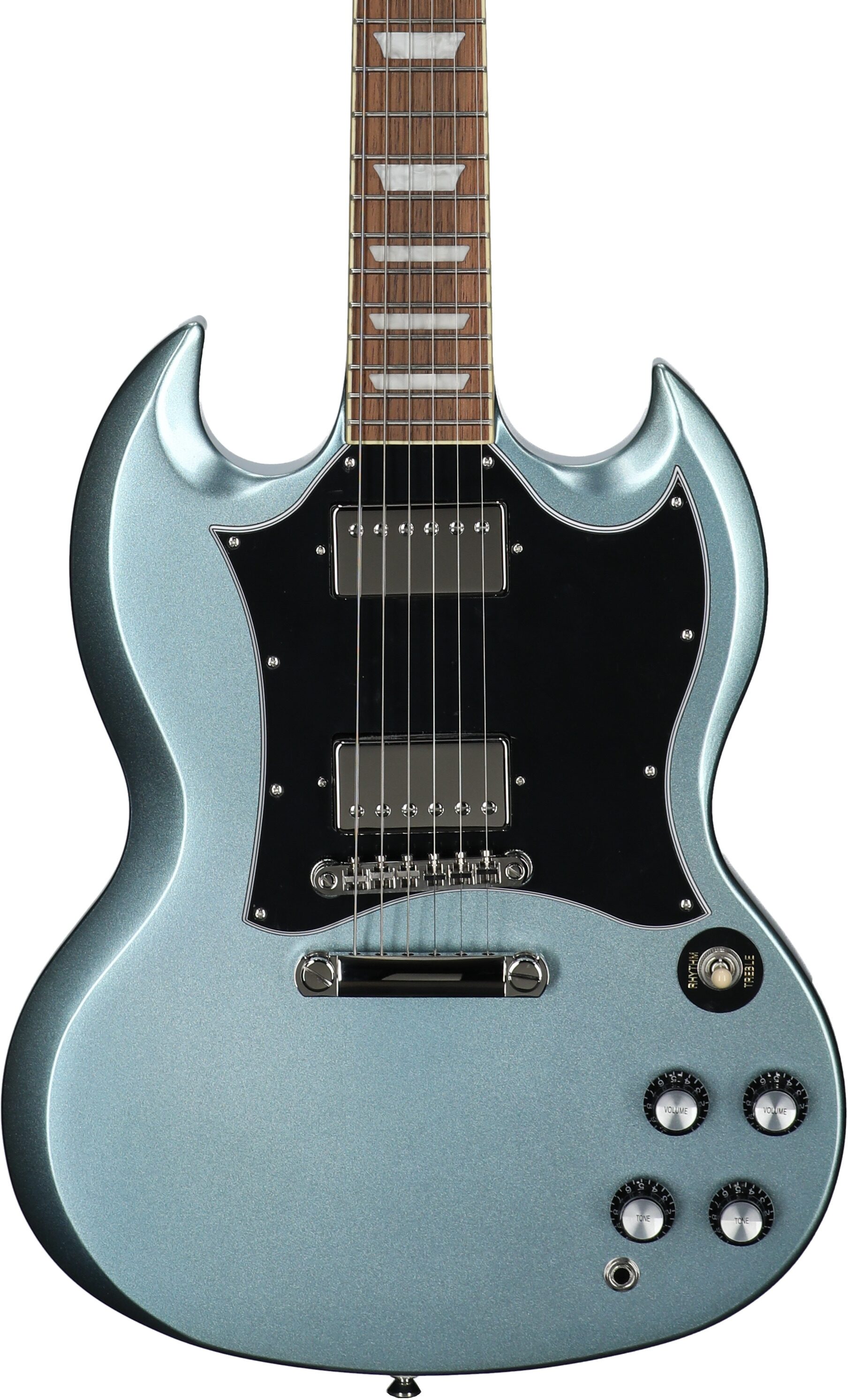 Epiphone Inspired by Gibson SG Standard Electric Guitar (with Gig Bag), Pelham Blue, Body Straight Front