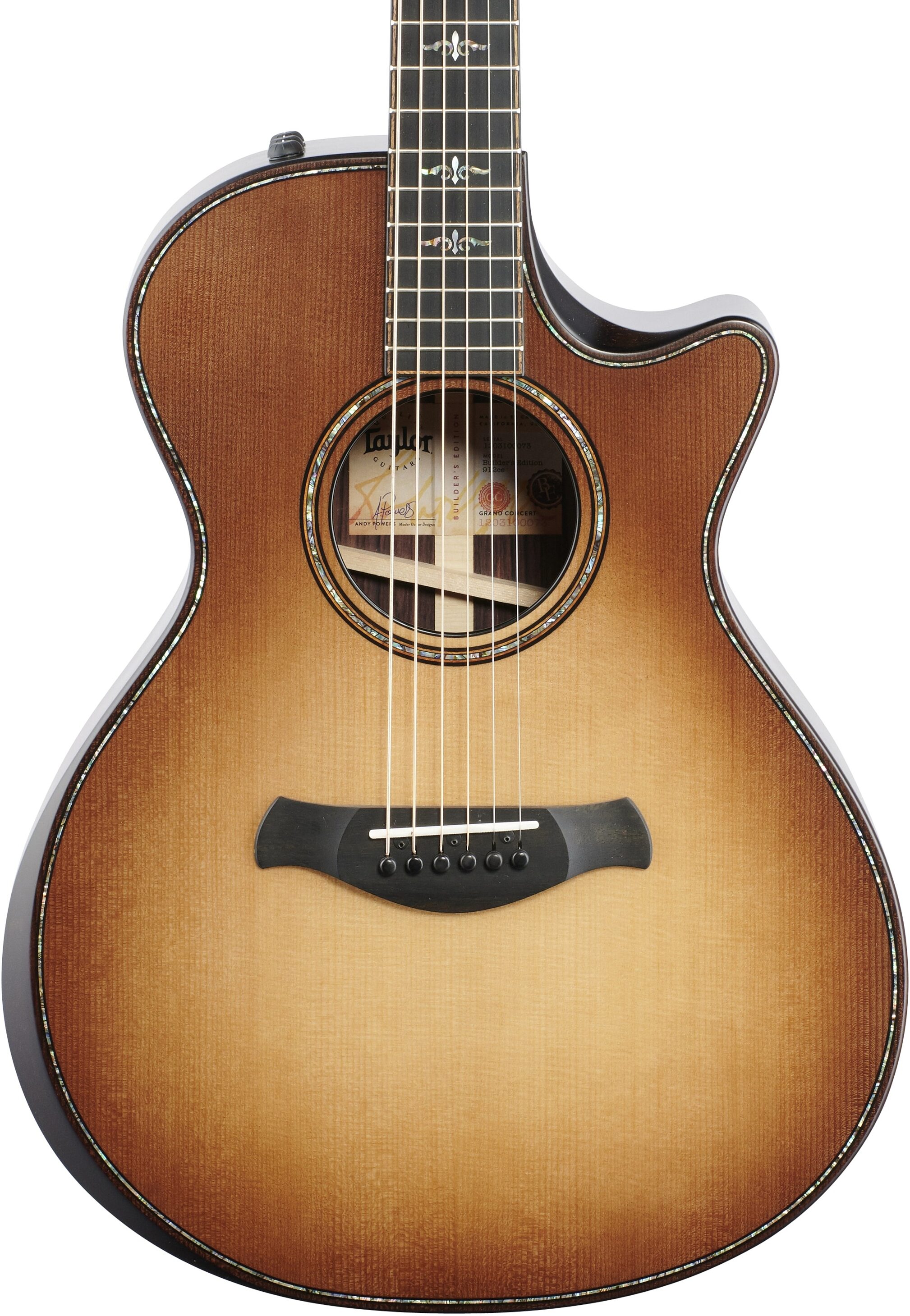 Taylor Builder's Edition 912ce Grand Concert Cutaway Acoustic-Electric Guitar, Wild Honey Burst, Body Straight Front