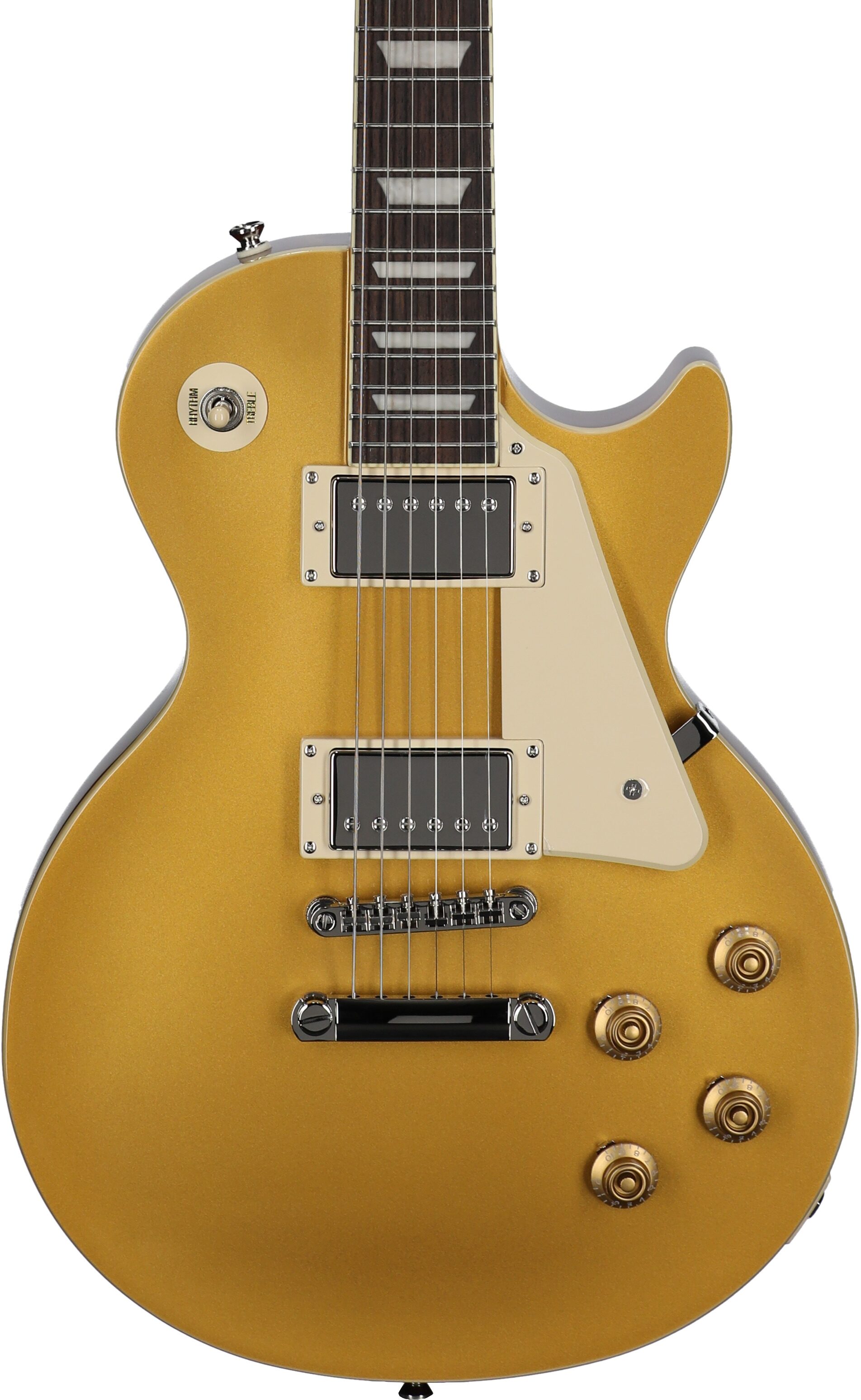 Epiphone Inspired by Gibson Les Paul Standard '50s Electric Guitar (with Gig Bag), Gold Top, Body Straight Front