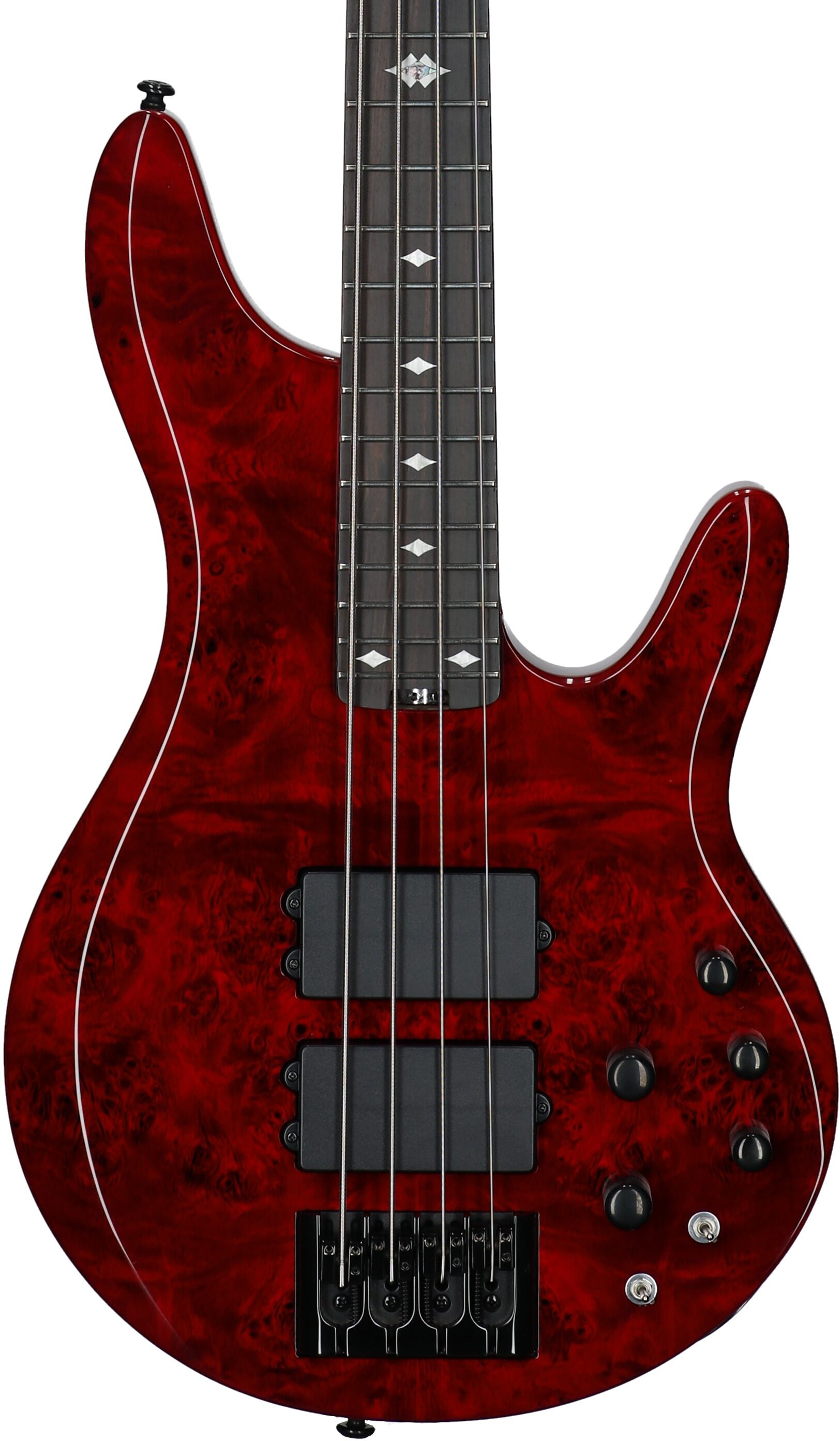 Michael Kelly Pinnacle 4 Electric Bass, Cherry Burl, Body Straight Front