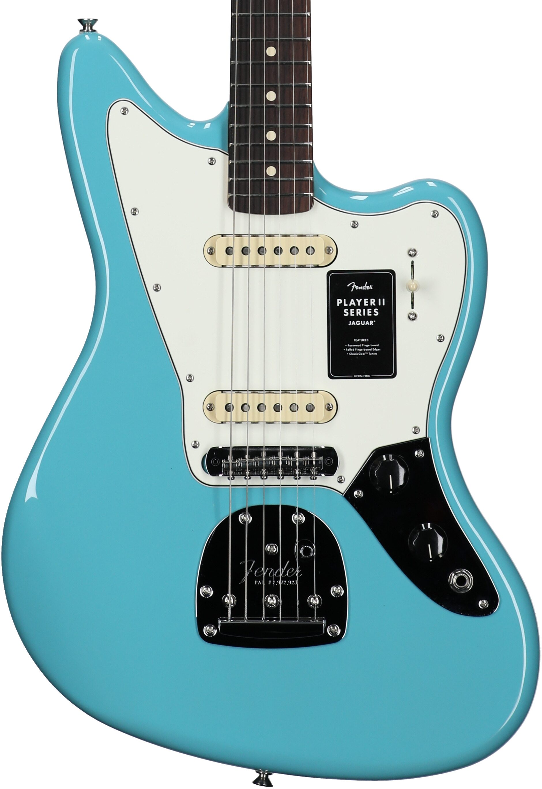 Fender Player II Jaguar Electric Guitar, with Rosewood Fingerboard, Aquatone Blue, Body Straight Front