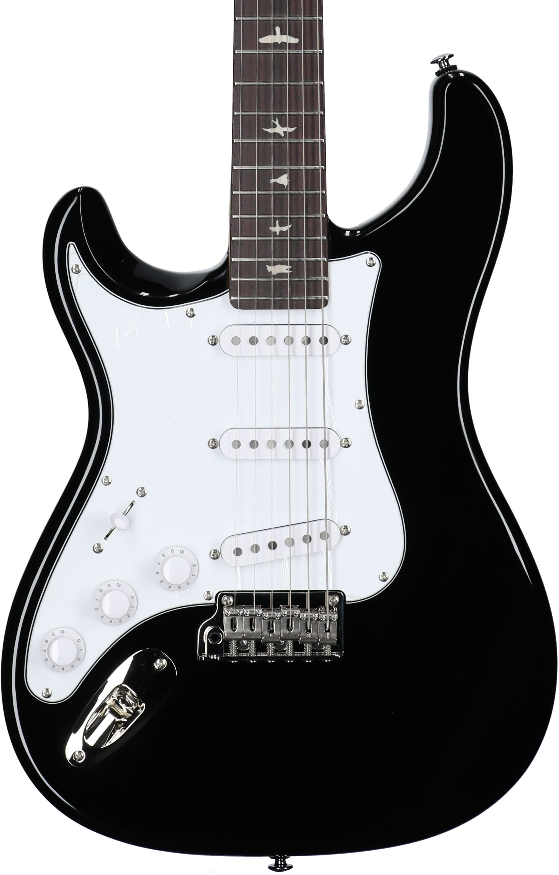 PRS Paul Reed Smith SE Silver Sky Electric Guitar, Left-Handed, Maple Fretboard (with Gig Bag), Piano Black, Body Straight Front