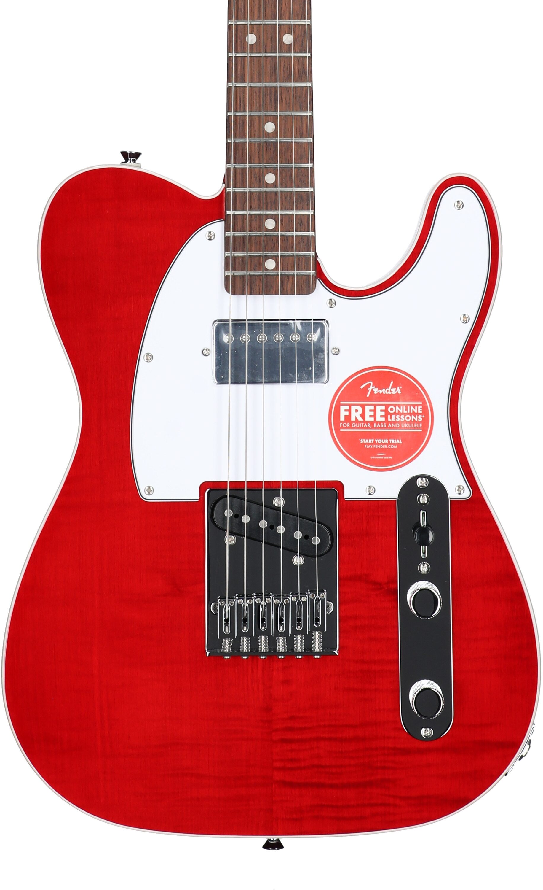 Squier Affinity Telecaster FMT SH Electric Guitar, with Laurel Fingerboard, Crimson Red Transparent, Body Straight Front