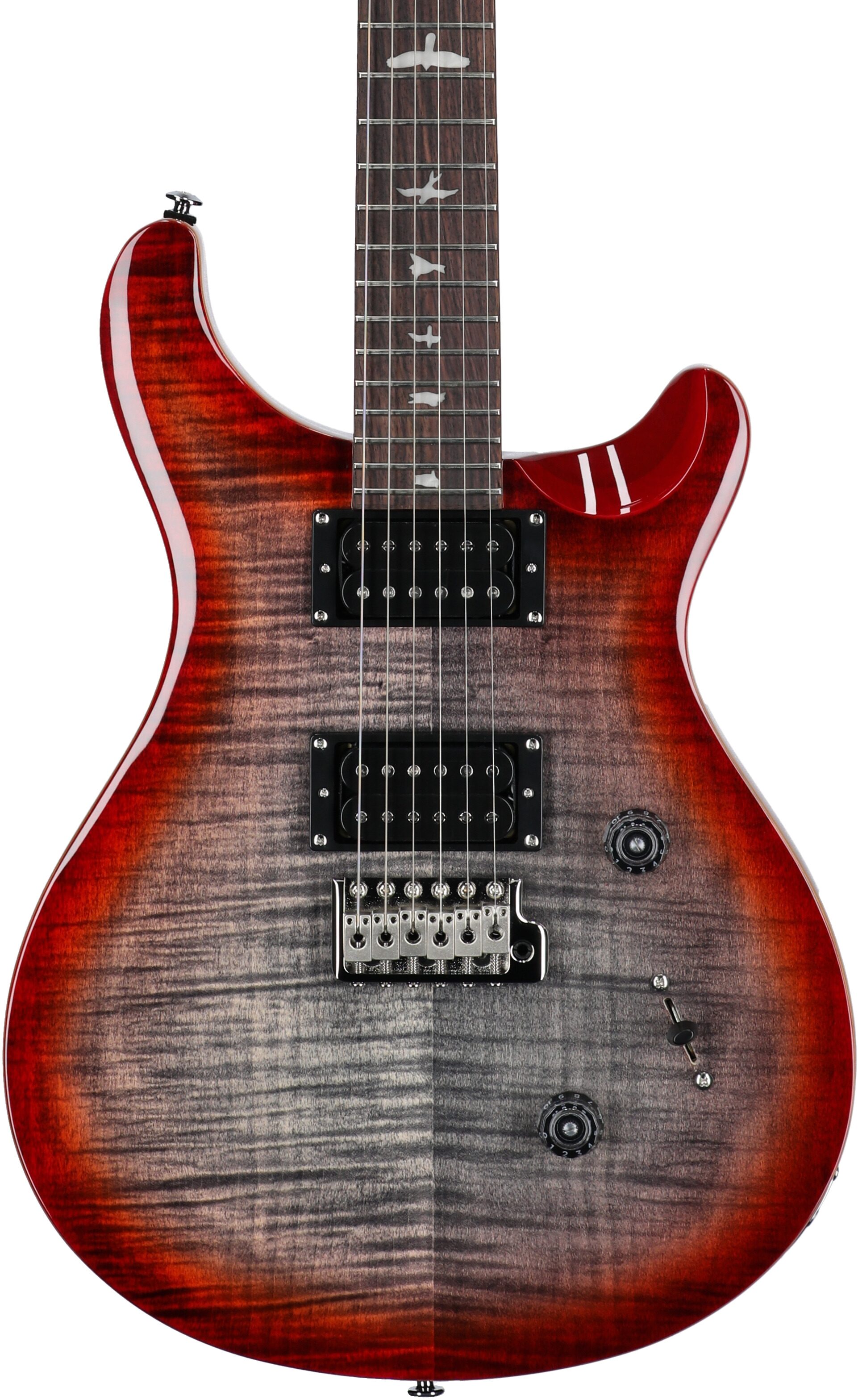 PRS Paul Reed Smith SE Custom 24 Electric Guitar (with Gig Bag), Charcoal Cherry Burst, Body Straight Front