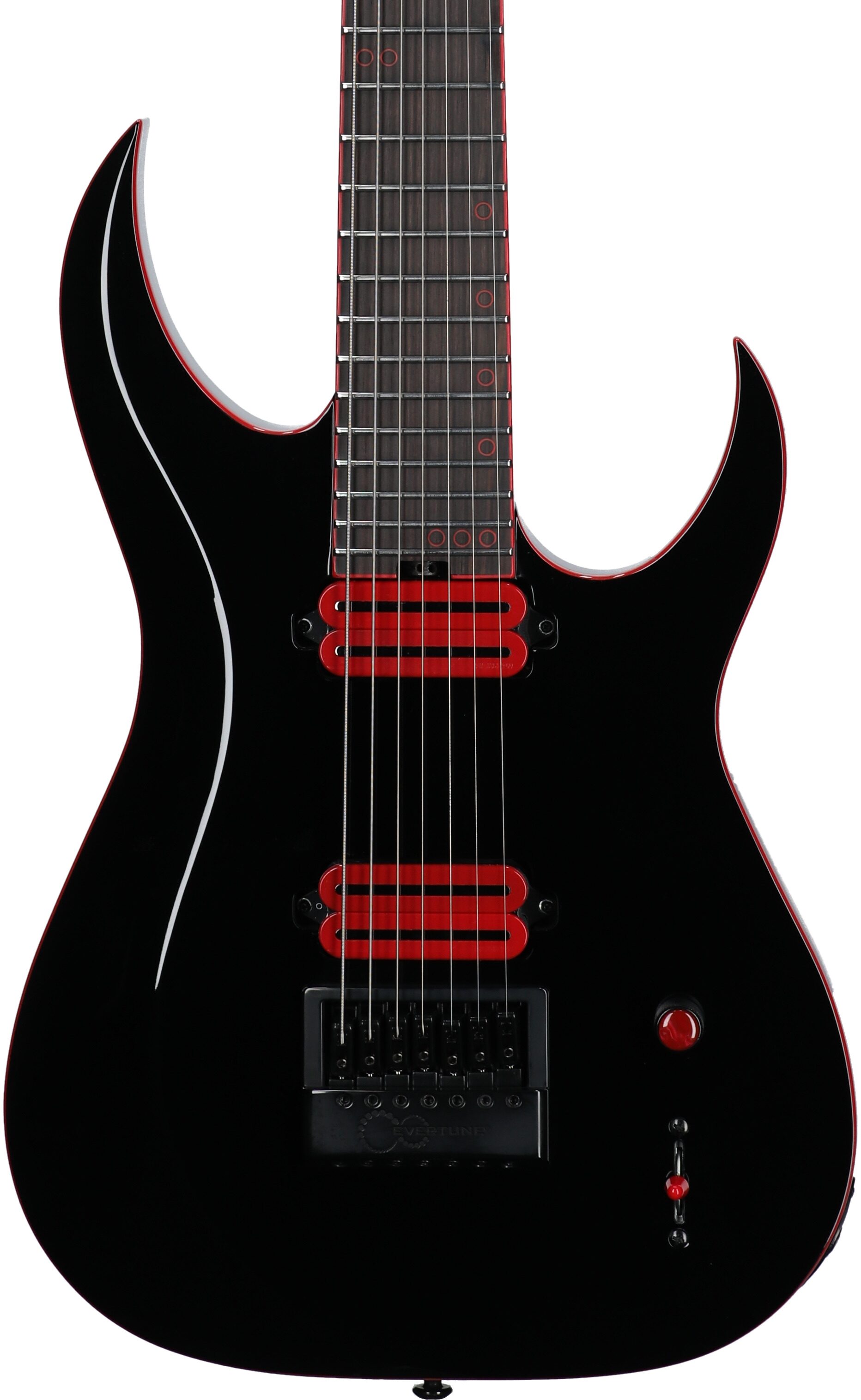 Schecter Sunset 7 ET Red Dawn Baritone Electric Guitar, 7-String, Gloss Black, Body Straight Front