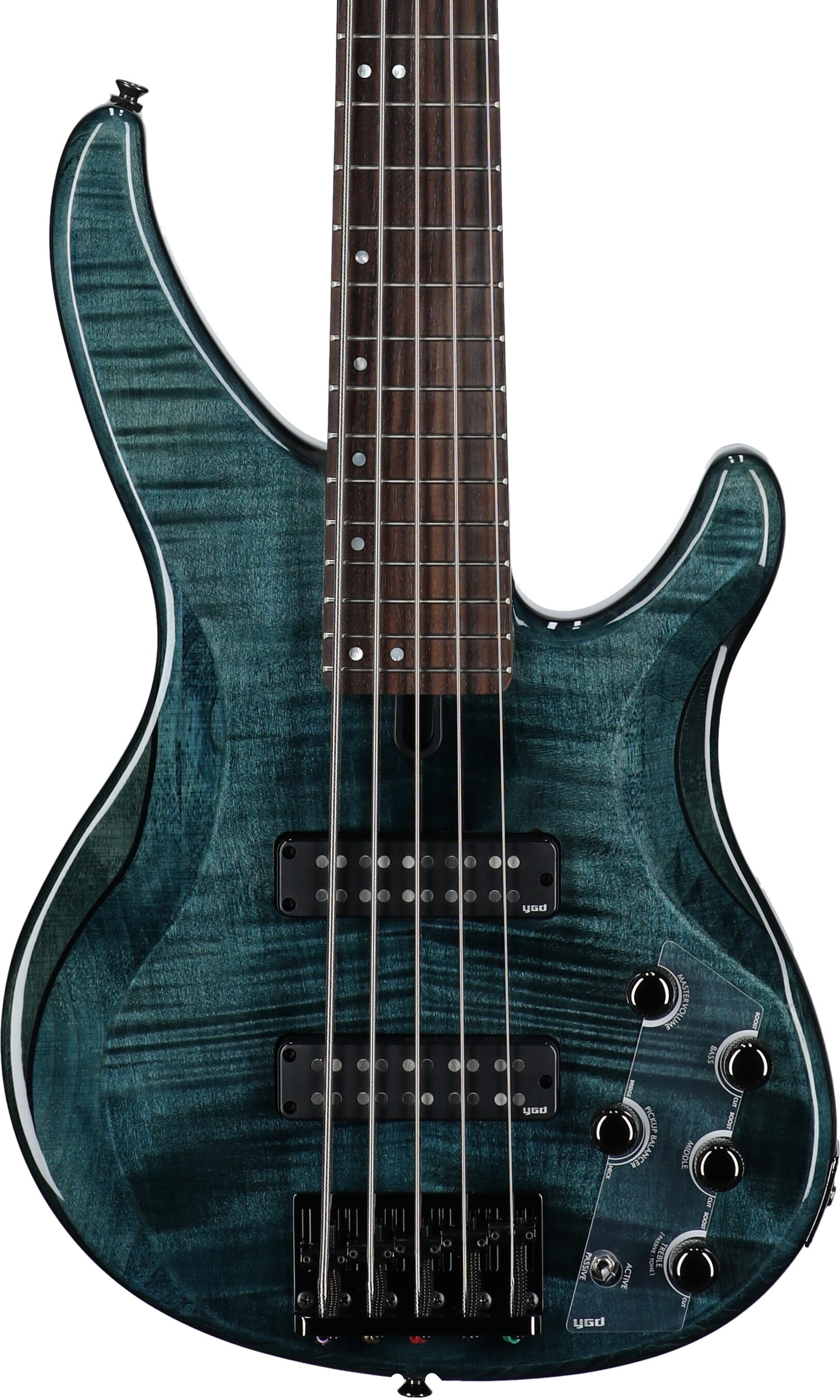 Yamaha TRBX605FM Electric Bass, 5-String, Indigo Blue, Body Straight Front