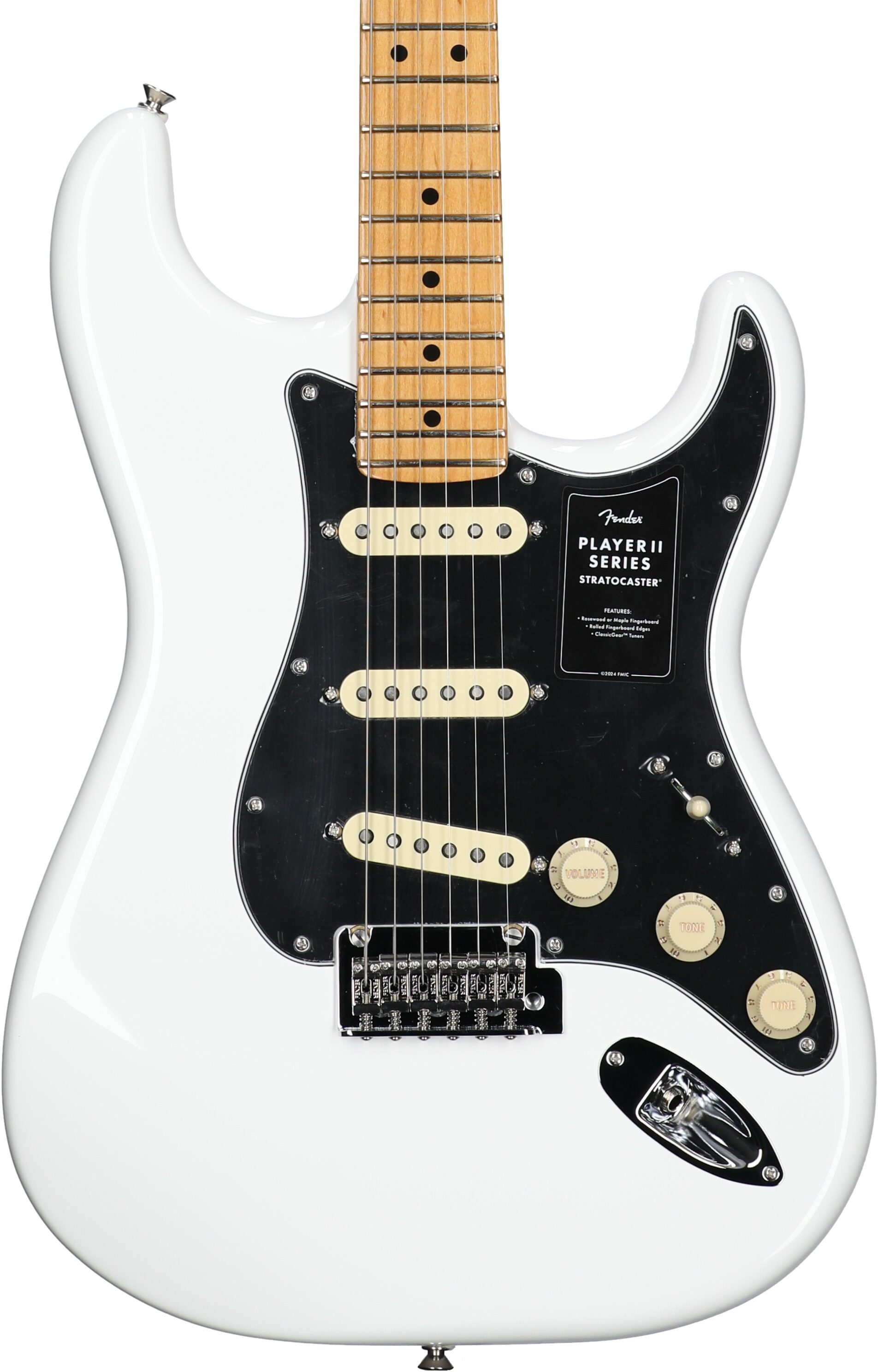 Fender Player II Stratocaster Electric Guitar, with Maple Fingerboard, Polar White, Body Straight Front