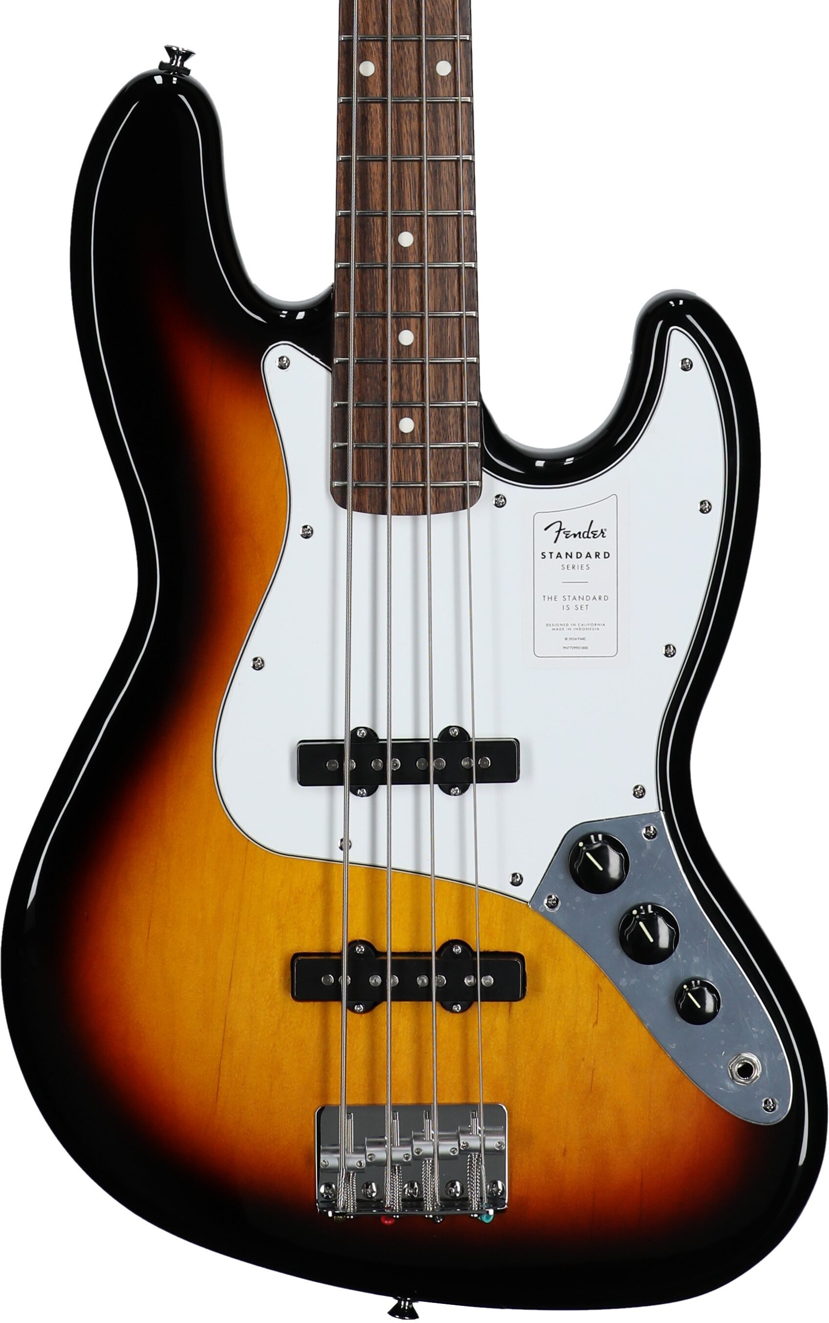 Fender Standard Jazz Bass Guitar, Laurel Fingerboard, 3-Color Sunburst, Body Straight Front