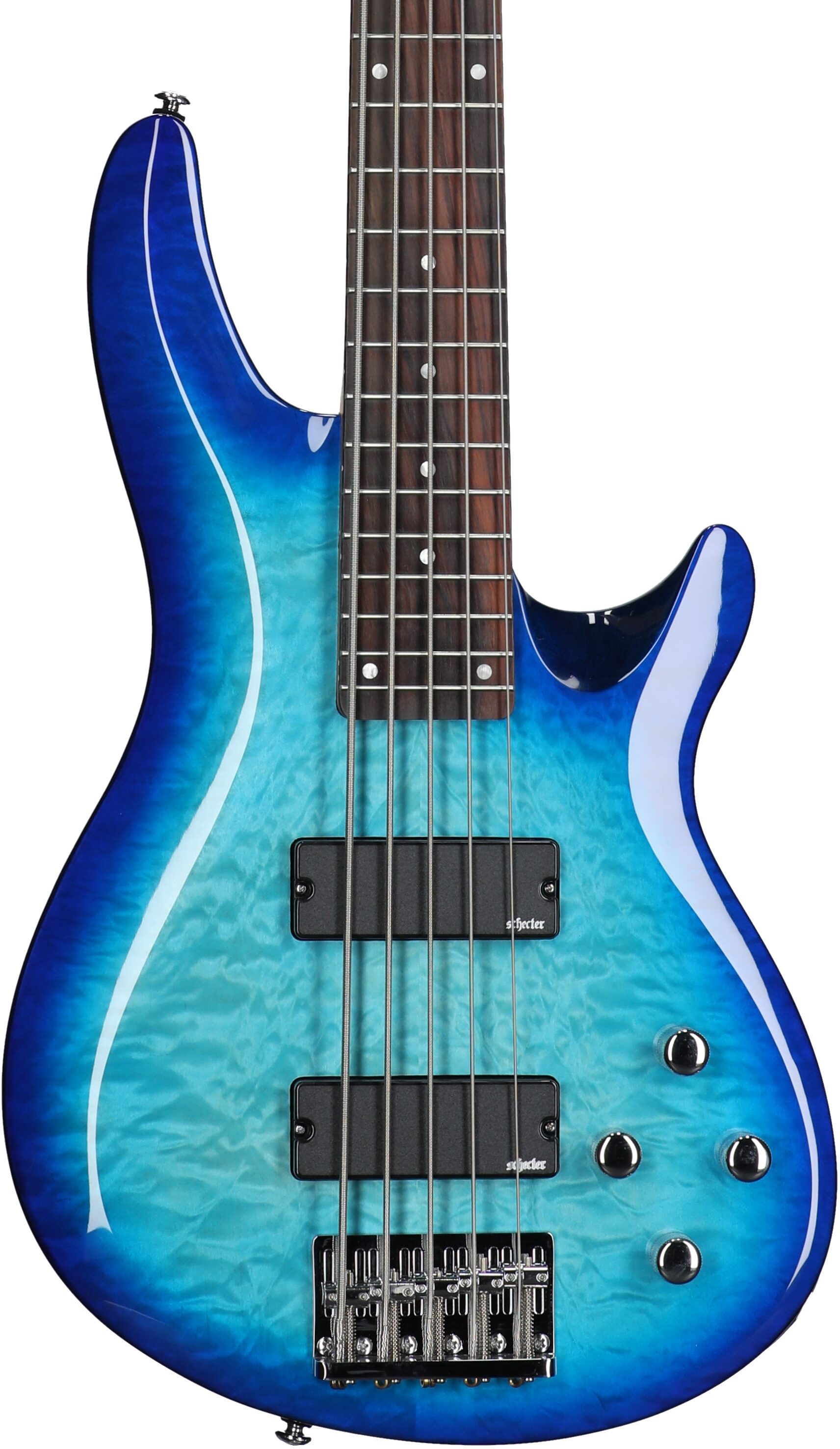 Schecter C-5 Plus Electric Bass, Ocean Blue Burst, Body Straight Front