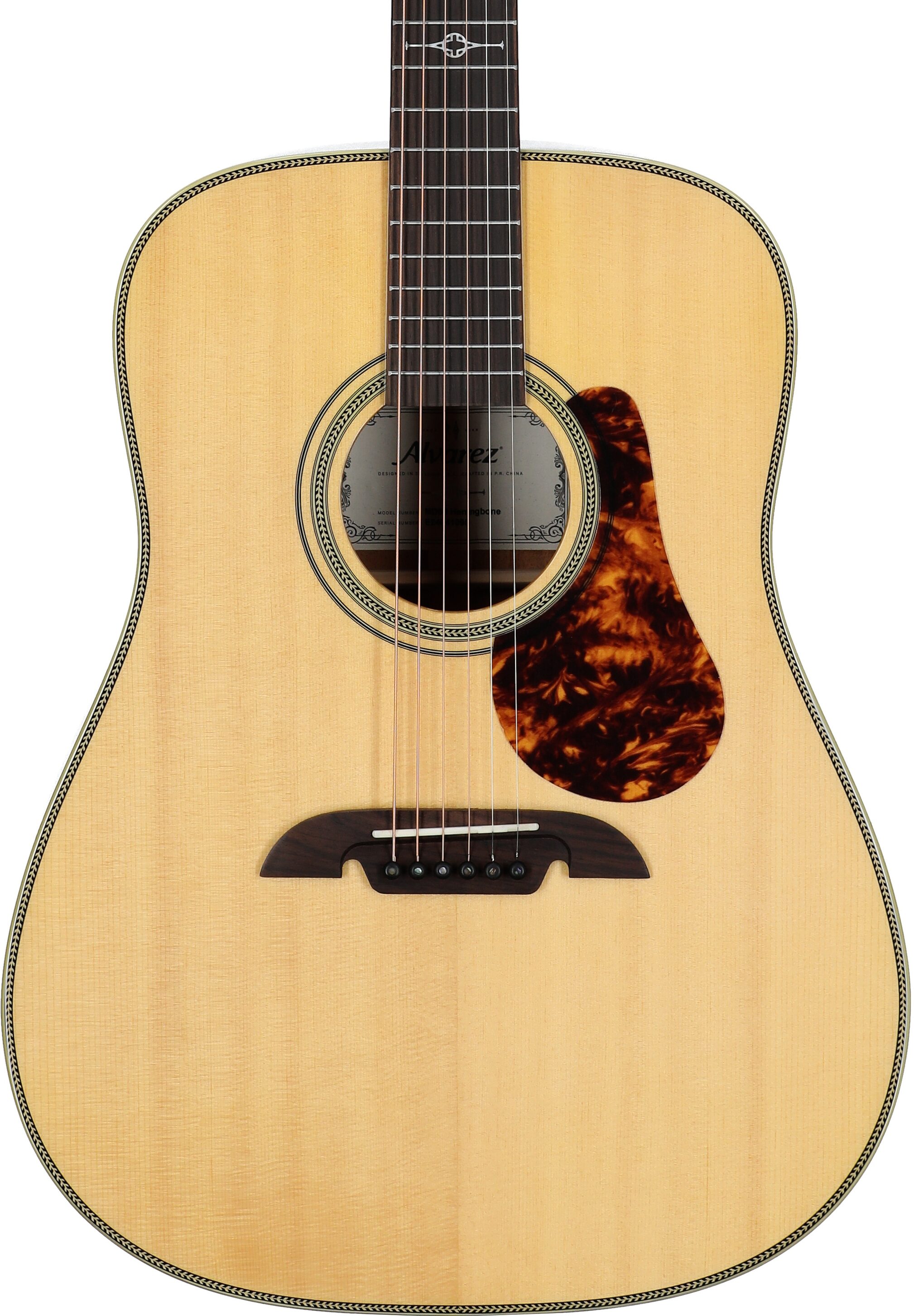 Alvarez MD60 Herringbone Masterworks Dreadnought Acoustic Guitar (with Gig Bag), New, Body Straight Front