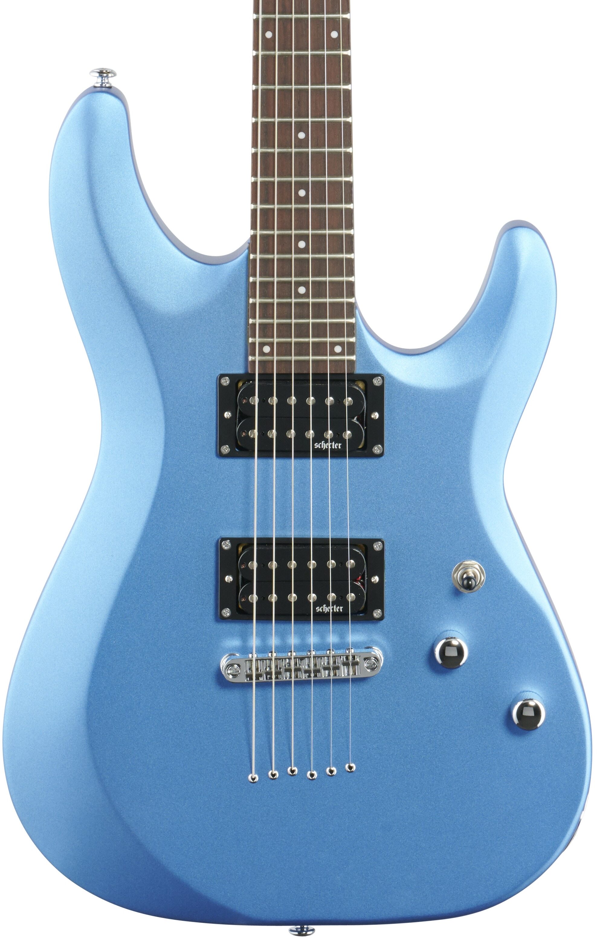 Schecter C-6 Deluxe Electric Guitar, Satin Metallic Light Blue, Body Straight Front