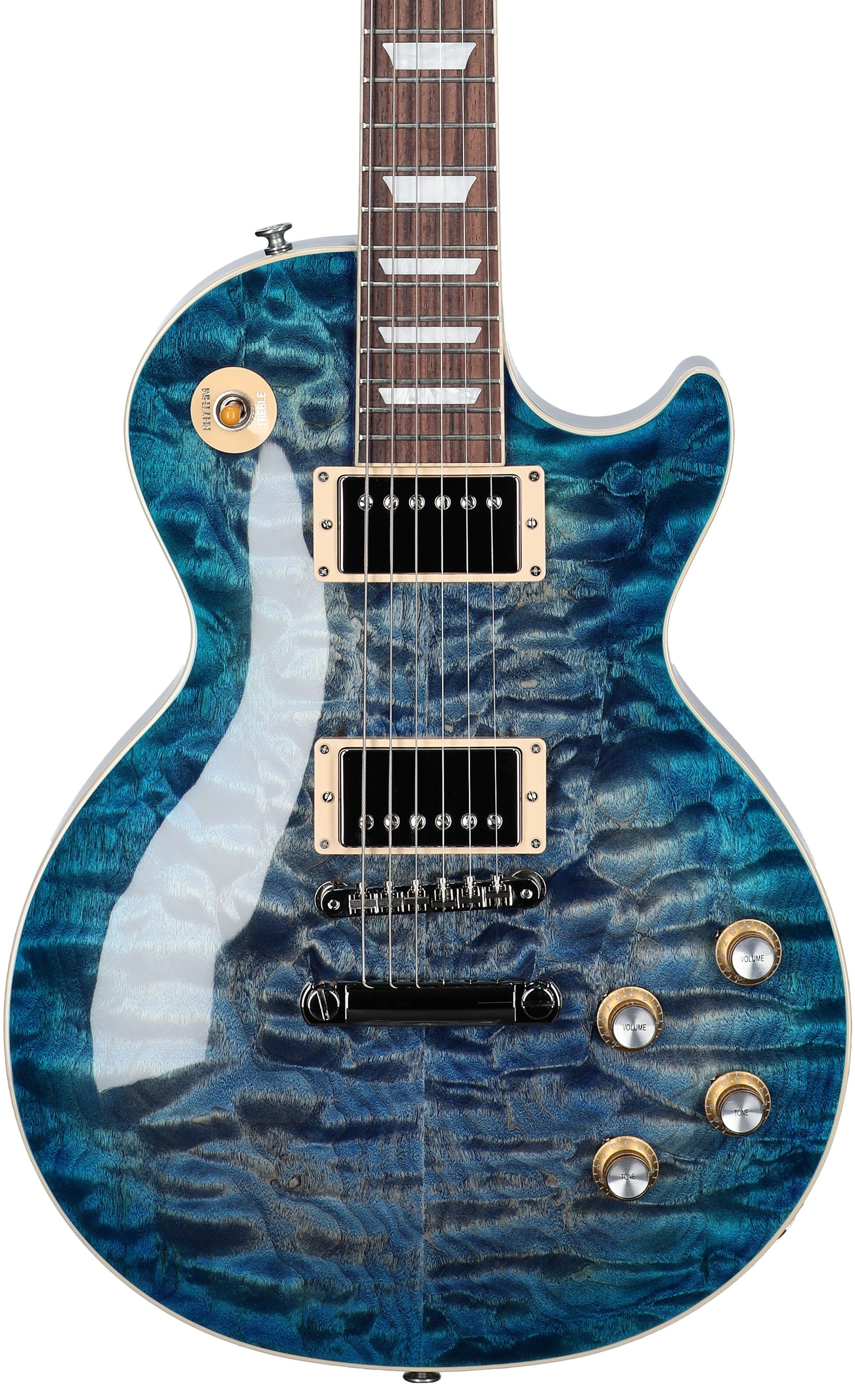 Gibson Exclusive Les Paul Standard 60s AAA Electric Guitar, Quilted Ocean Water, Body Straight Front