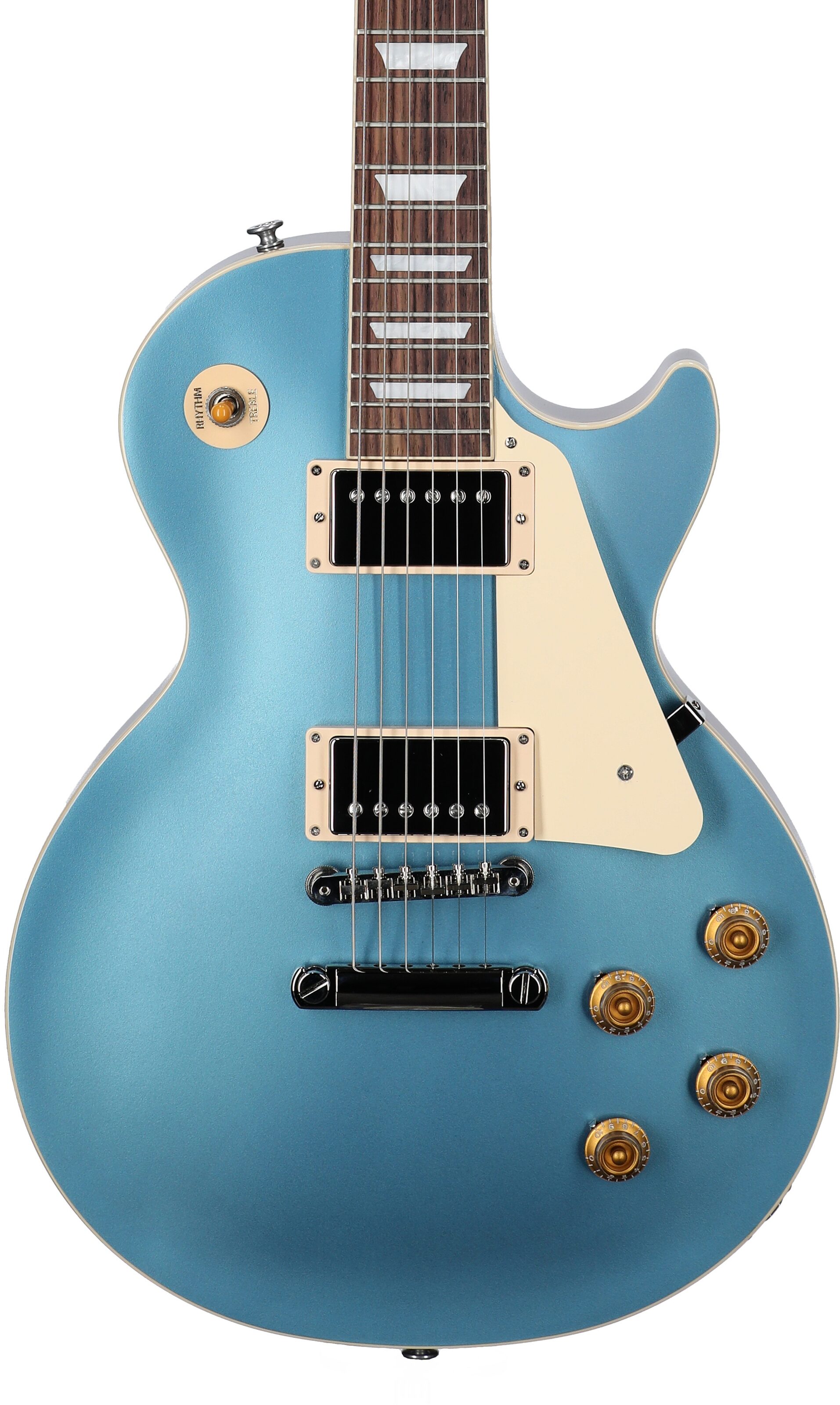 Gibson Les Paul Standard '50s Custom Color Electric Guitar, Plain Top (with Case), Pelham Blue, Body Straight Front