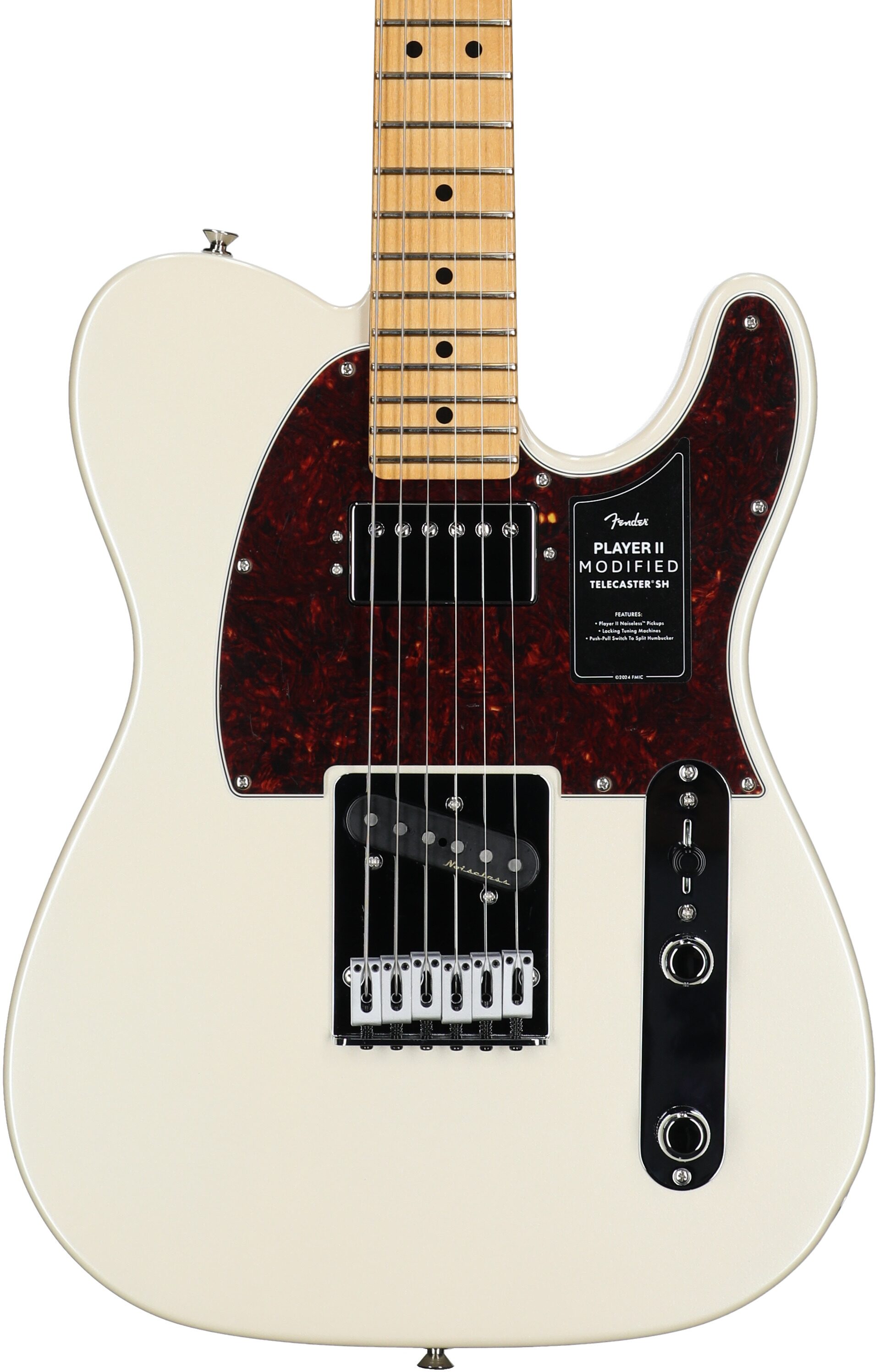 Fender Player II Modified Telecaster SH Electric Guitar, Maple Fingerboard (with Gig Bag), Olympic Pearl, Body Straight Front