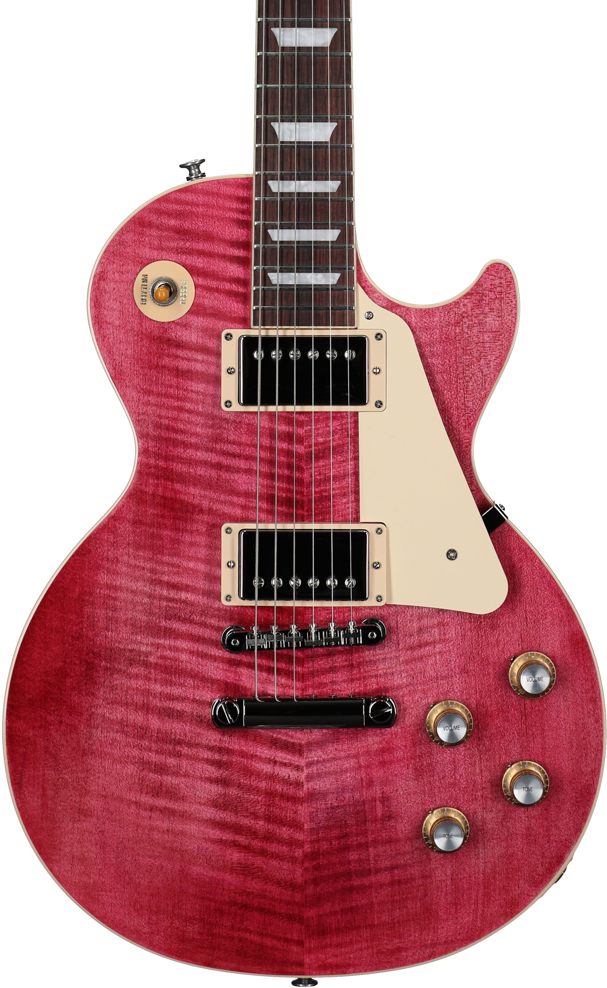 Gibson Les Paul Standard 60s Custom Color Electric Guitar, Figured Top (with Case), Transparent Fuchsia, Open Box (Very Good), Body Straight Front