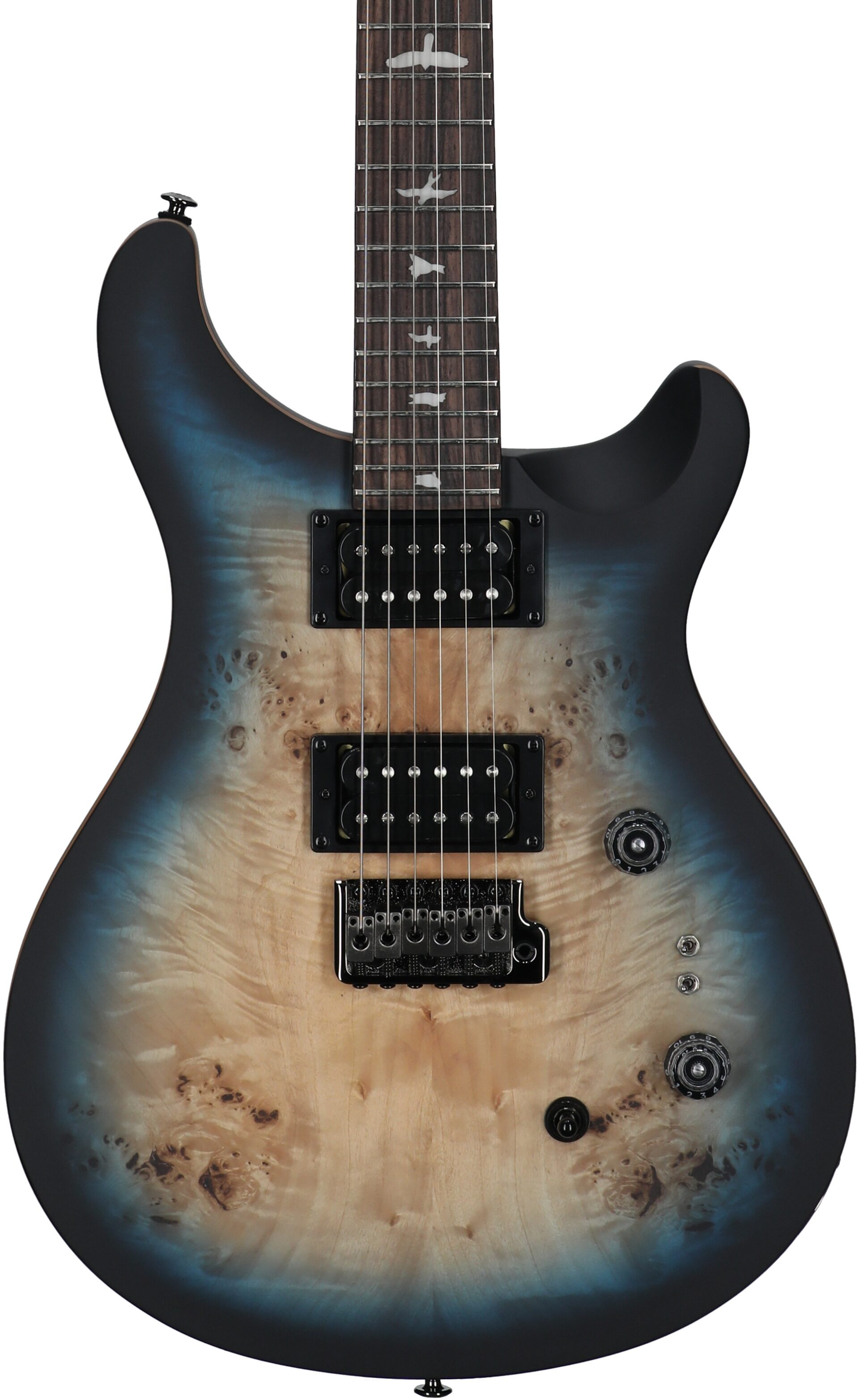 PRS Paul Reed Smith SE Custom 24-08 Electric Guitar, Burl Lake Blue Midnight Burst, Body Straight Front
