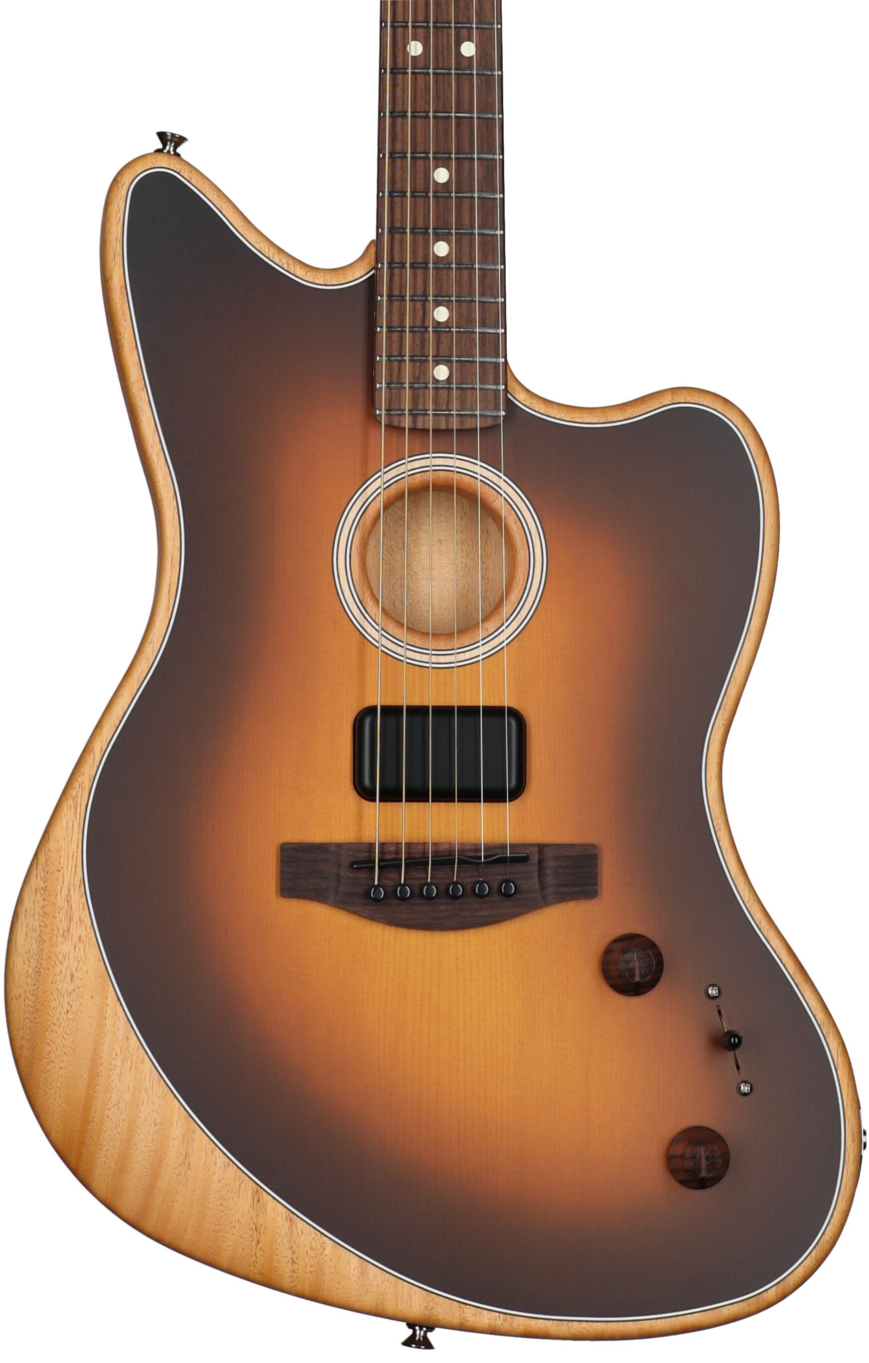 Fender Acoustasonic Player Jazzmaster Electric Guitar (with Gig Bag), 2-Color Sunburst, Body Straight Front