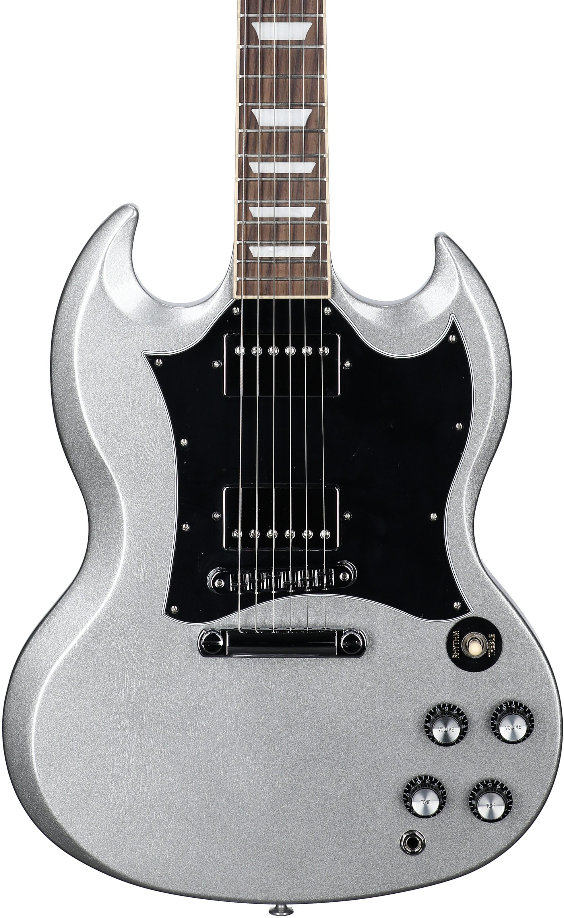 Gibson SG Standard Custom Color Electric Guitar (with Soft Case), Silver Mist, Body Straight Front