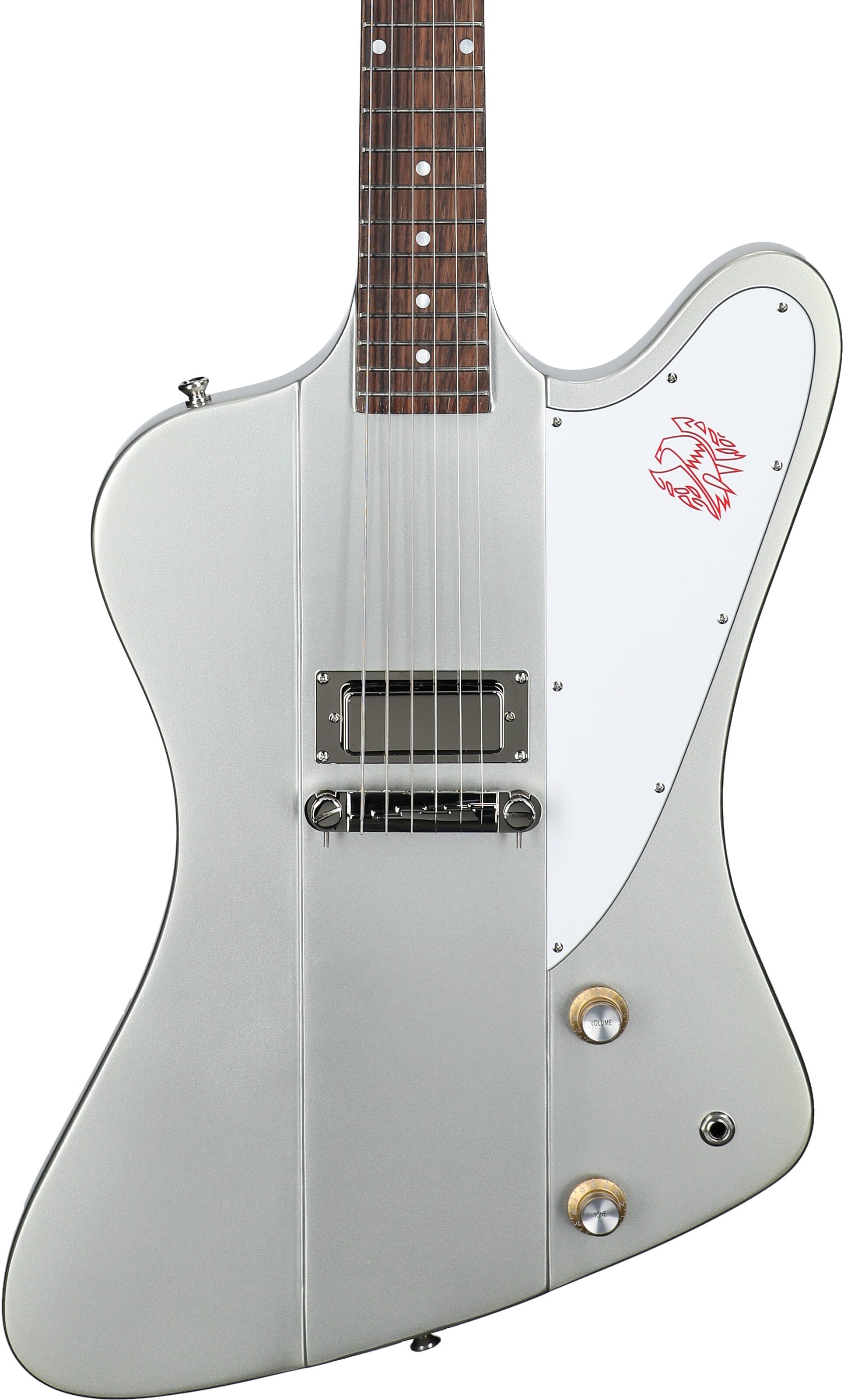 Epiphone 1963 Firebird I Electric Guitar (with Hard Case), Silver Mist, Body Straight Front