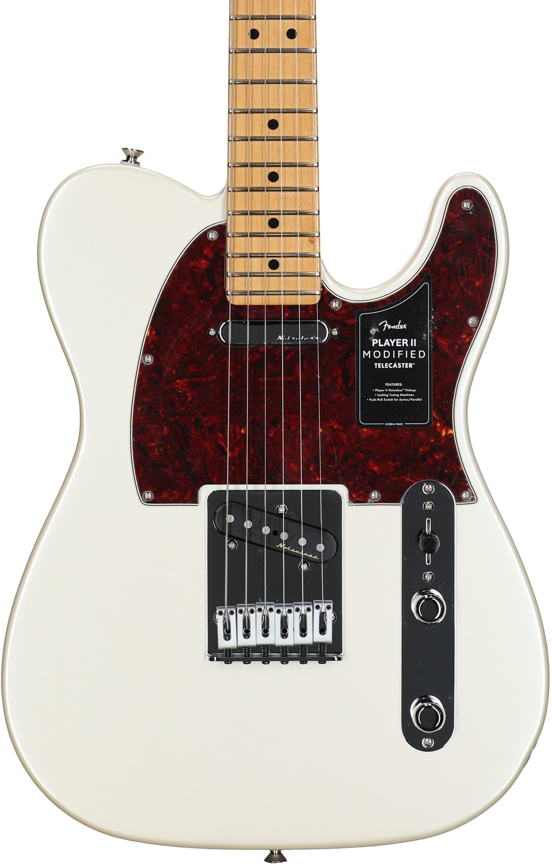 Fender Player II Modified Telecaster Electric Guitar, Maple Fingerboard, Olympic Pearl, Body Straight Front
