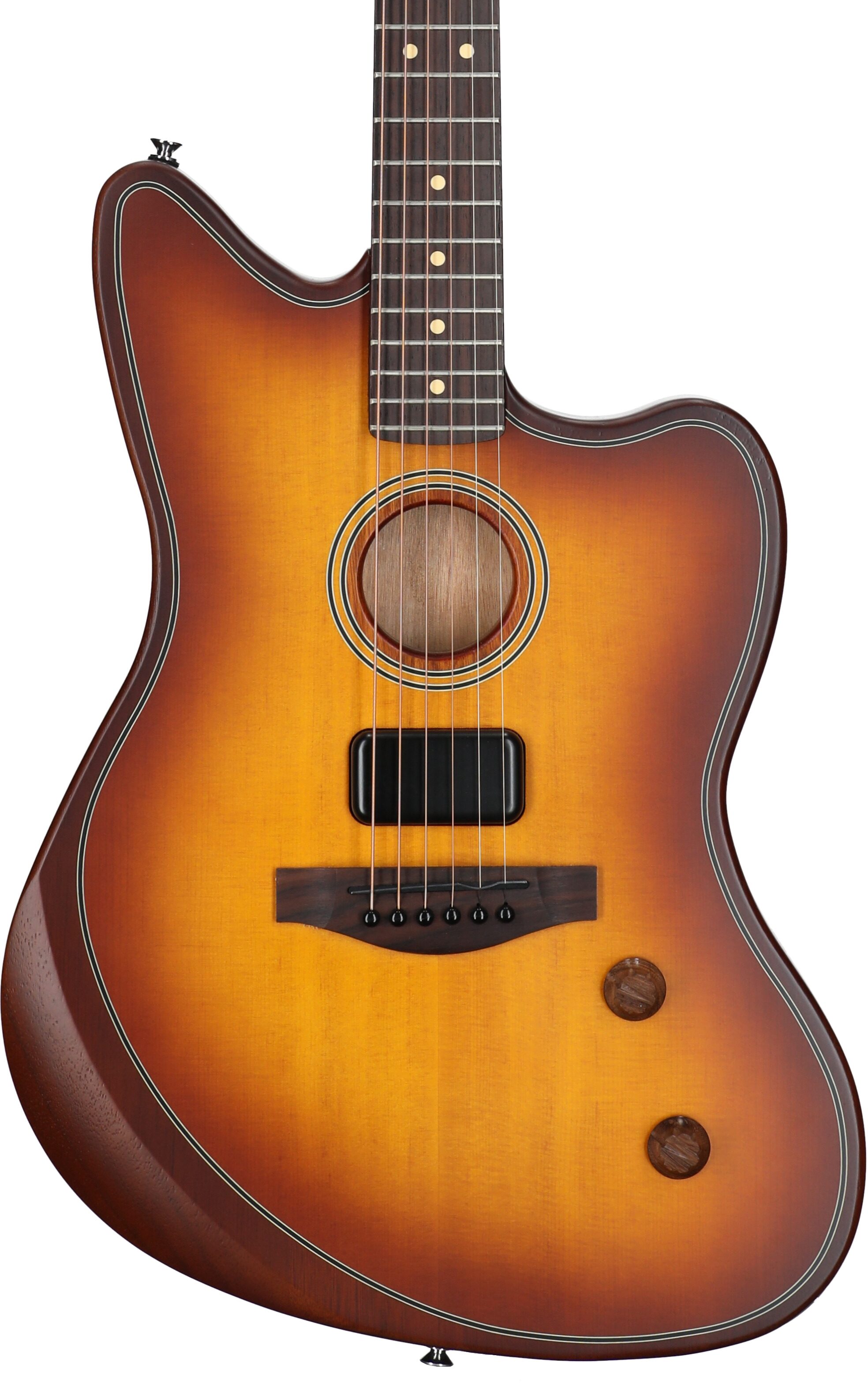 Fender Acoustasonic Standard Jazzmaster Acoustic-Electric Guitar, Honey Burst, Body Straight Front