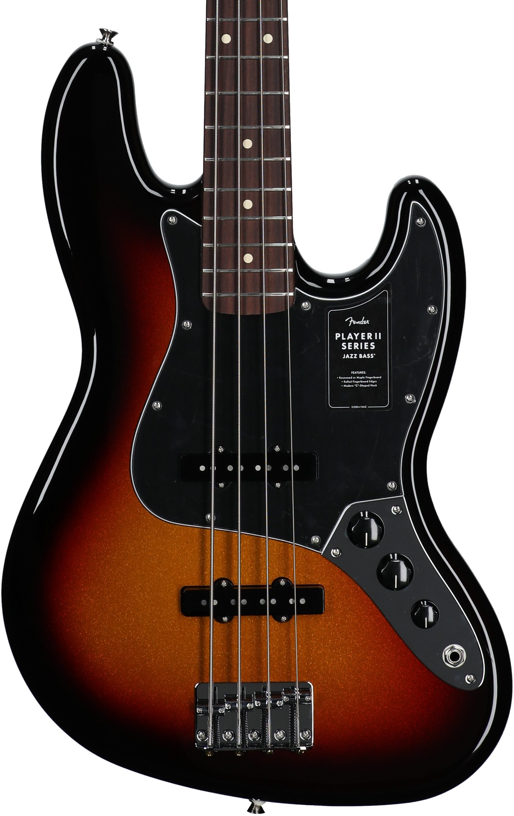 Fender Player II Jazz Electric Bass, with Rosewood Fingerboard, Sparkle 3-Color Sunburst, Body Straight Front