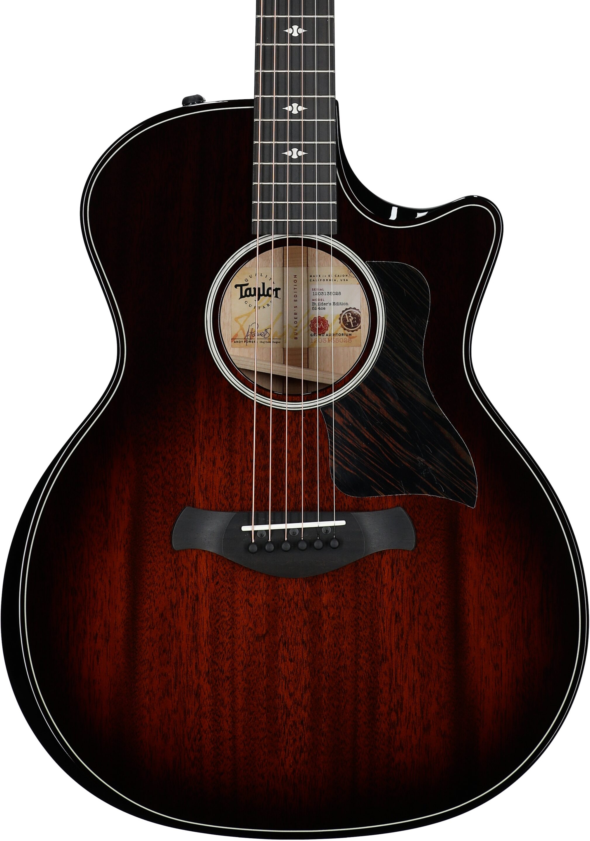 Taylor Builder's Edition 524ce Grand Auditorium Acoustic-Electric Guitar (with Case), Kona Burst, Body Straight Front
