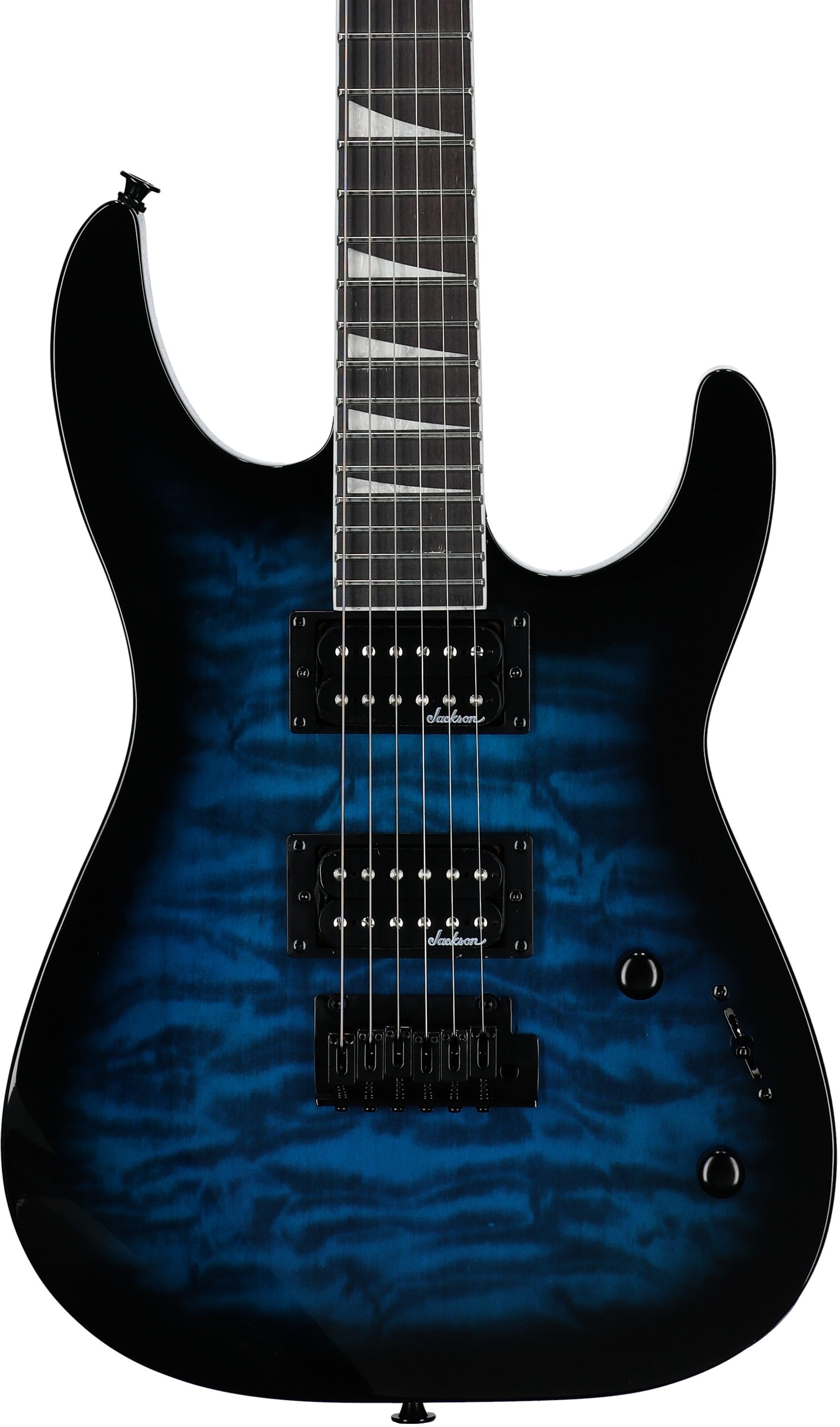 Jackson JS Series Dinky JS20 DKQ 2PT Electric Guitar, Transparent Blue, Body Straight Front