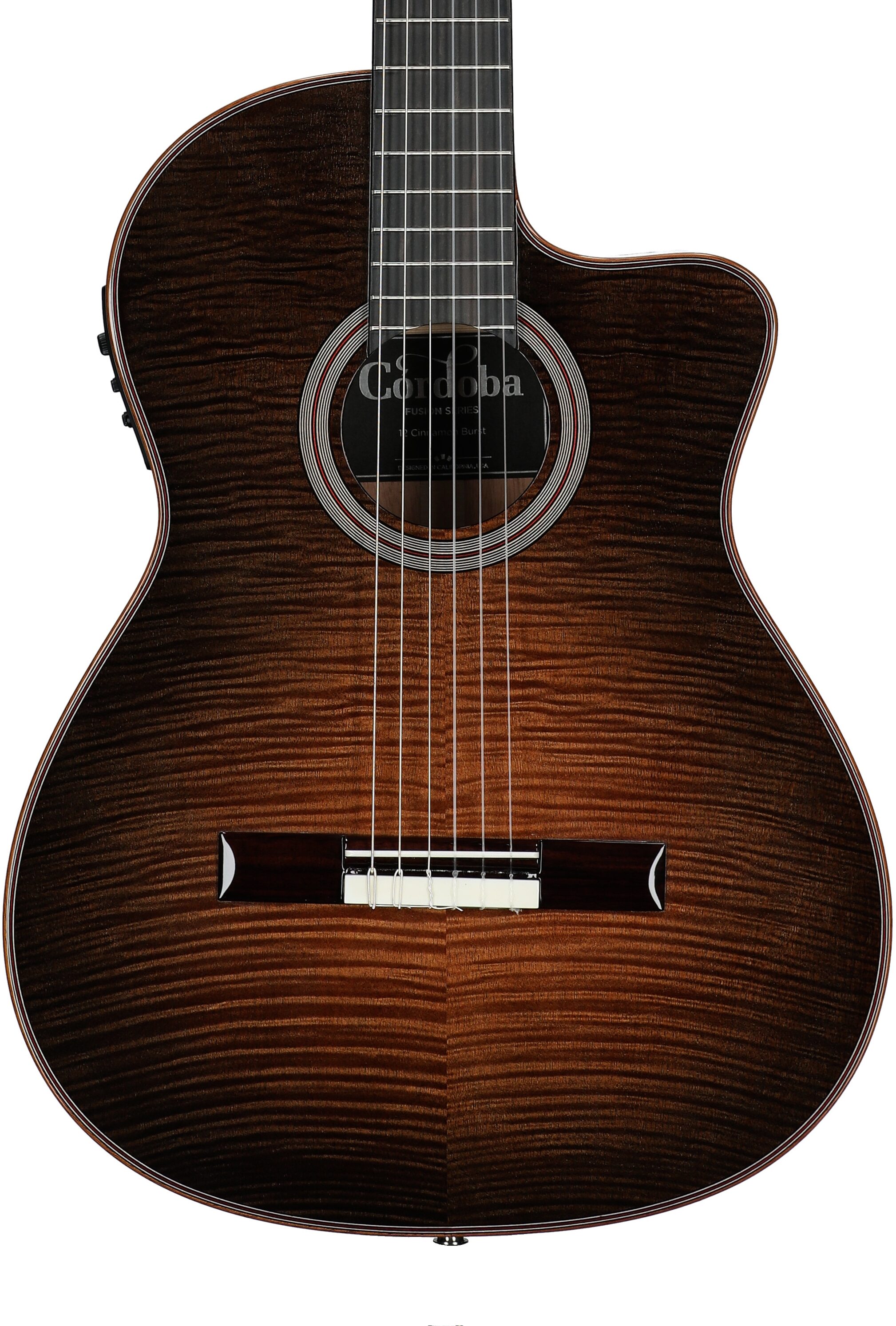 Cordoba Fusion 12 Classical Acoustic-Electric Guitar, Cinnamon Burst, Body Straight Front