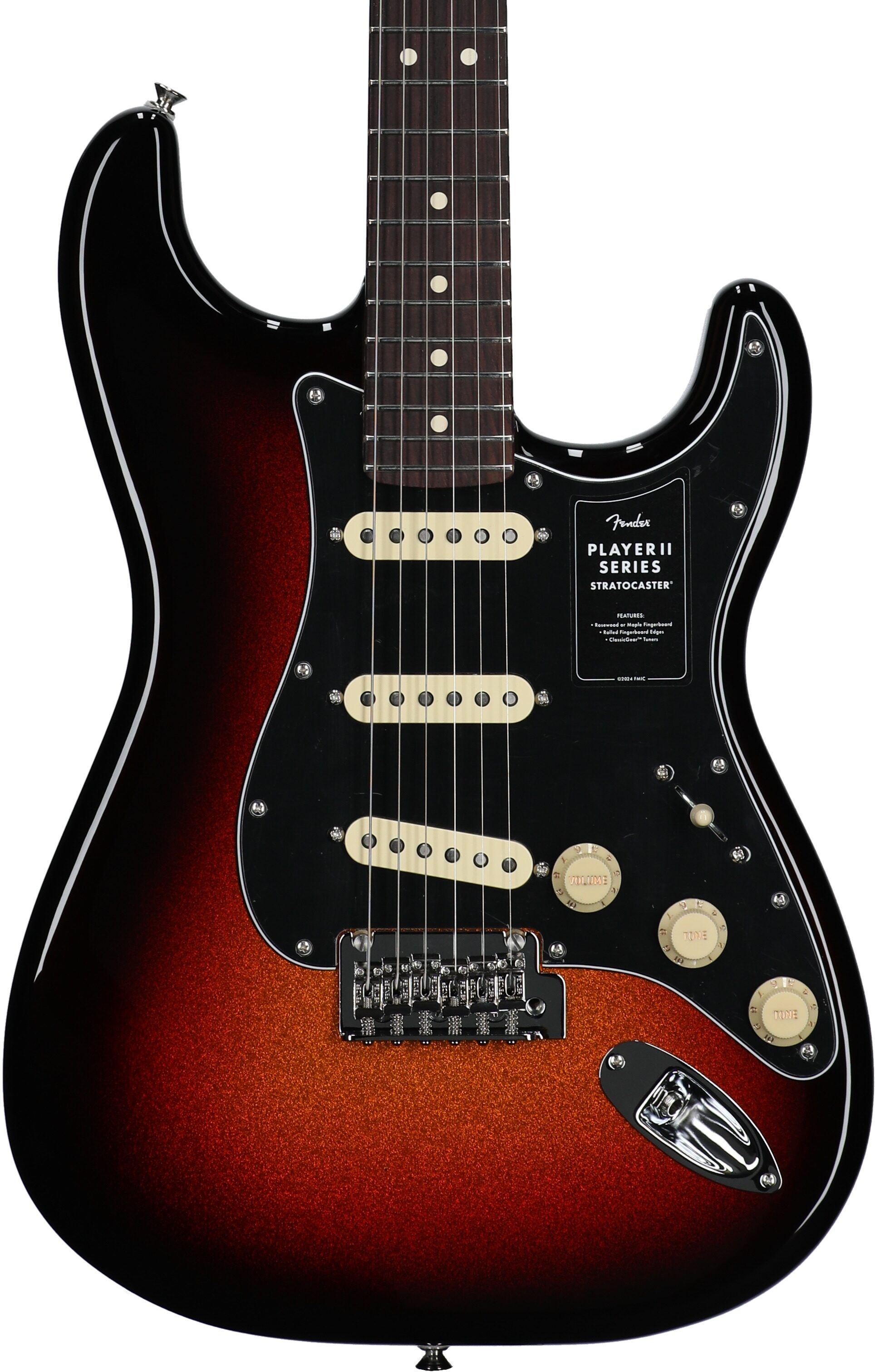 Fender Player II Stratocaster Electric Guitar, with Rosewood Fingerboard, Sparkle 3-Tone Sunburst, Open Box (Very Good), Body Straight Front