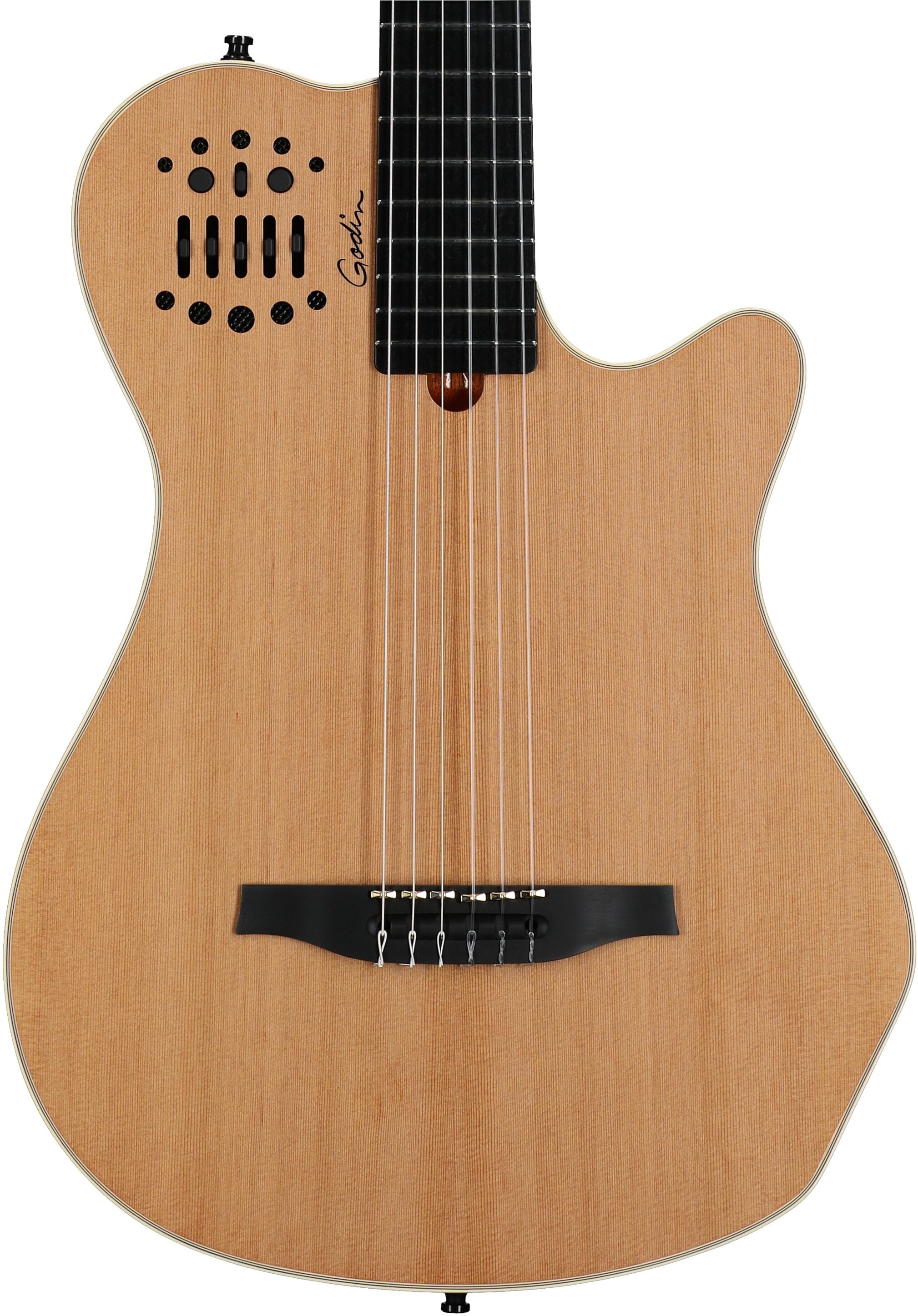 Godin Multiac Grand Concert Classical Acoustic-Electric Guitar (with Gig Bag), Natural, Body Straight Front