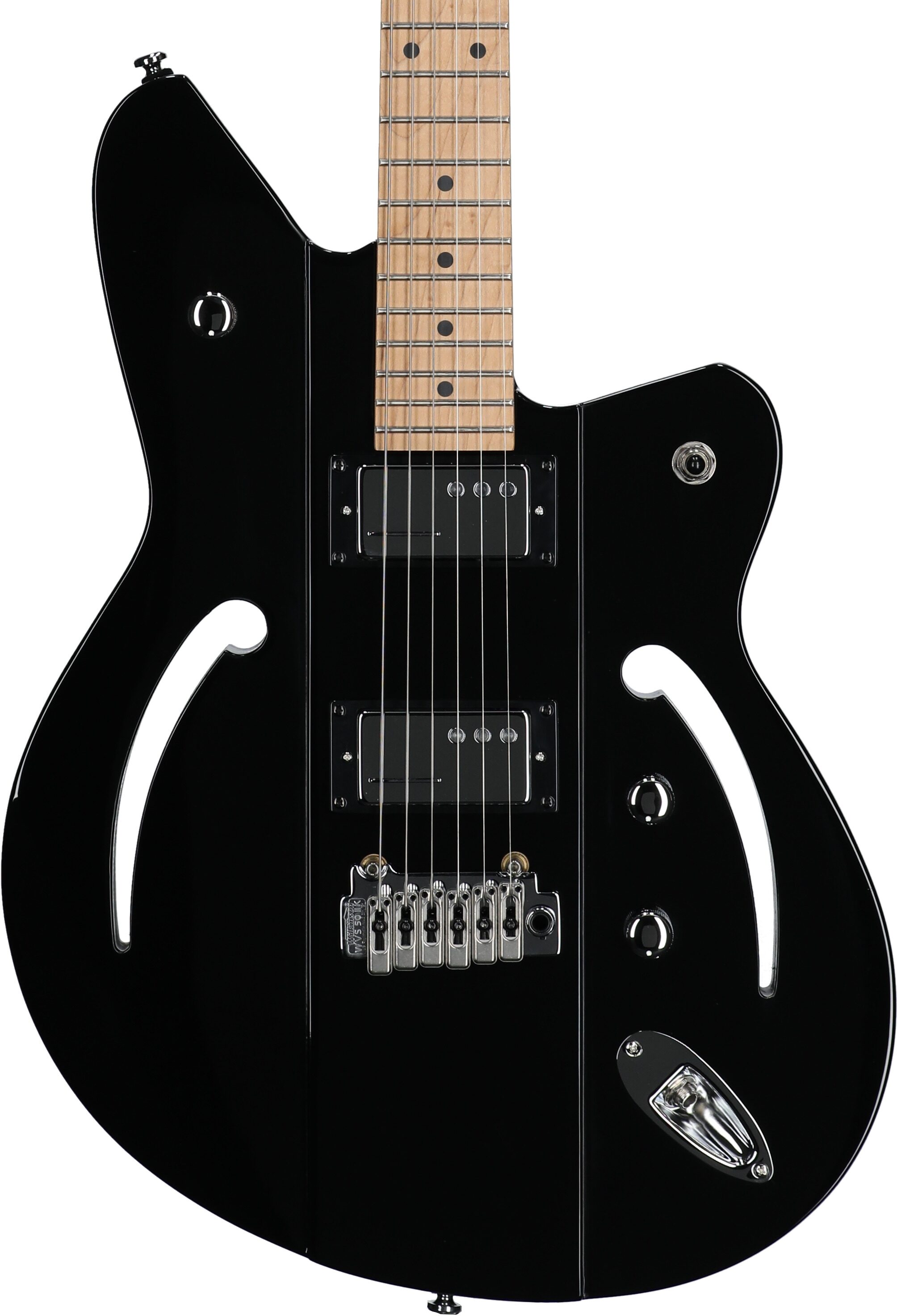 Reverend Airsonic W Electric Guitar, Midnight Black, Body Straight Front