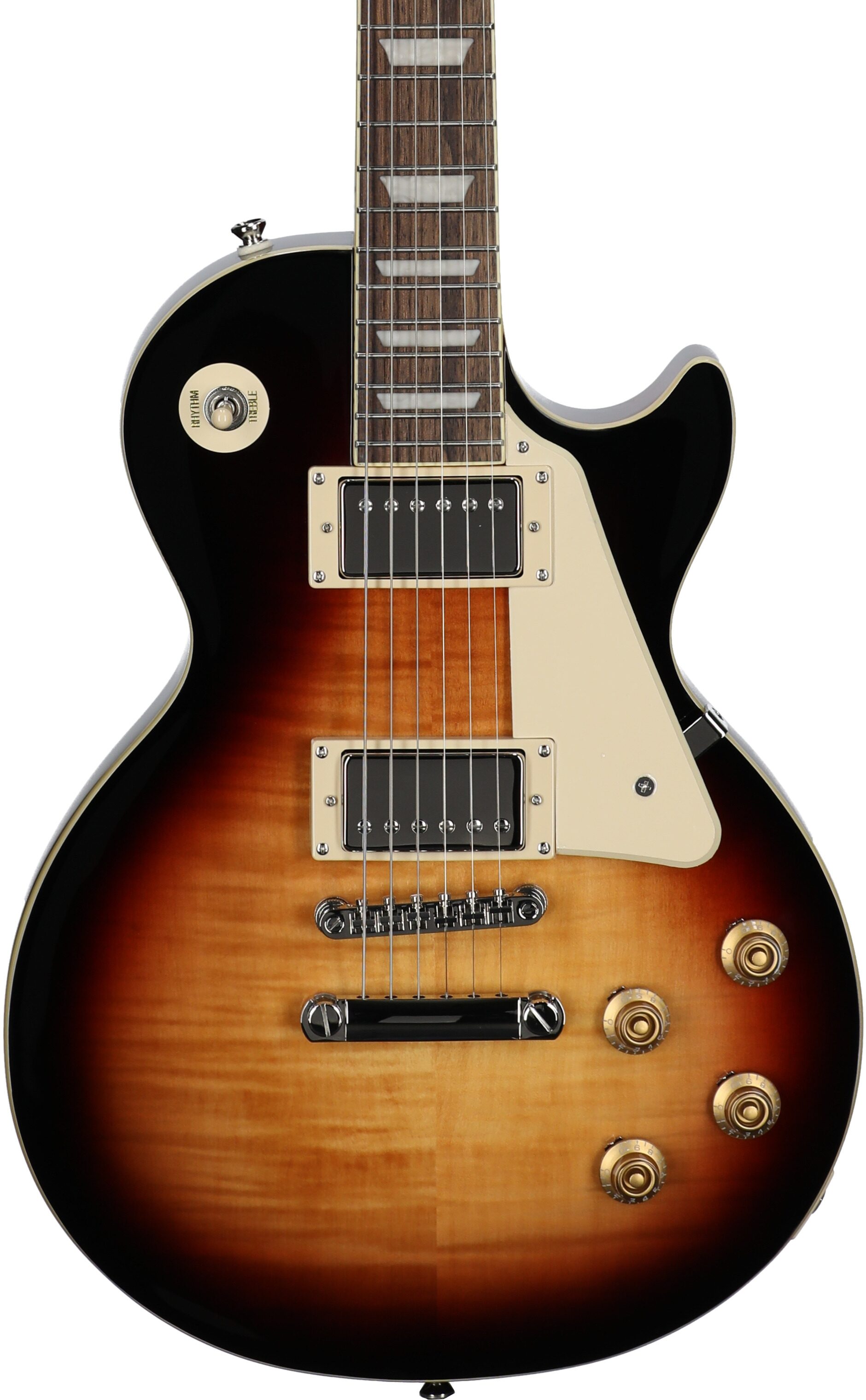 Epiphone Inspired by Gibson Les Paul Standard '50s Electric Guitar (with Gig Bag), Bourbon Burst, Body Straight Front