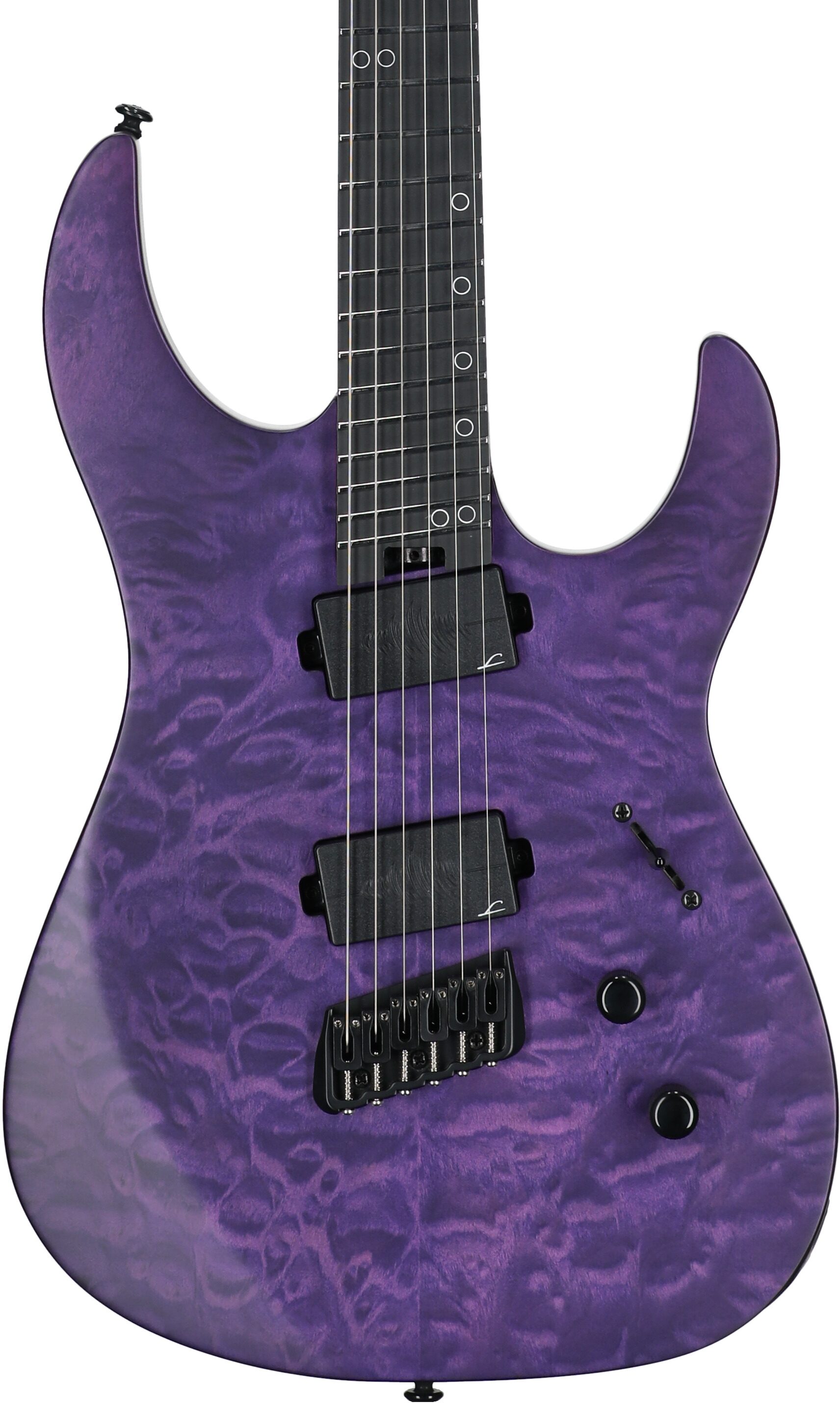 Legator Ninja 6 Multi-Scale Guitar, Purple Quilted Maple , Body Straight Front