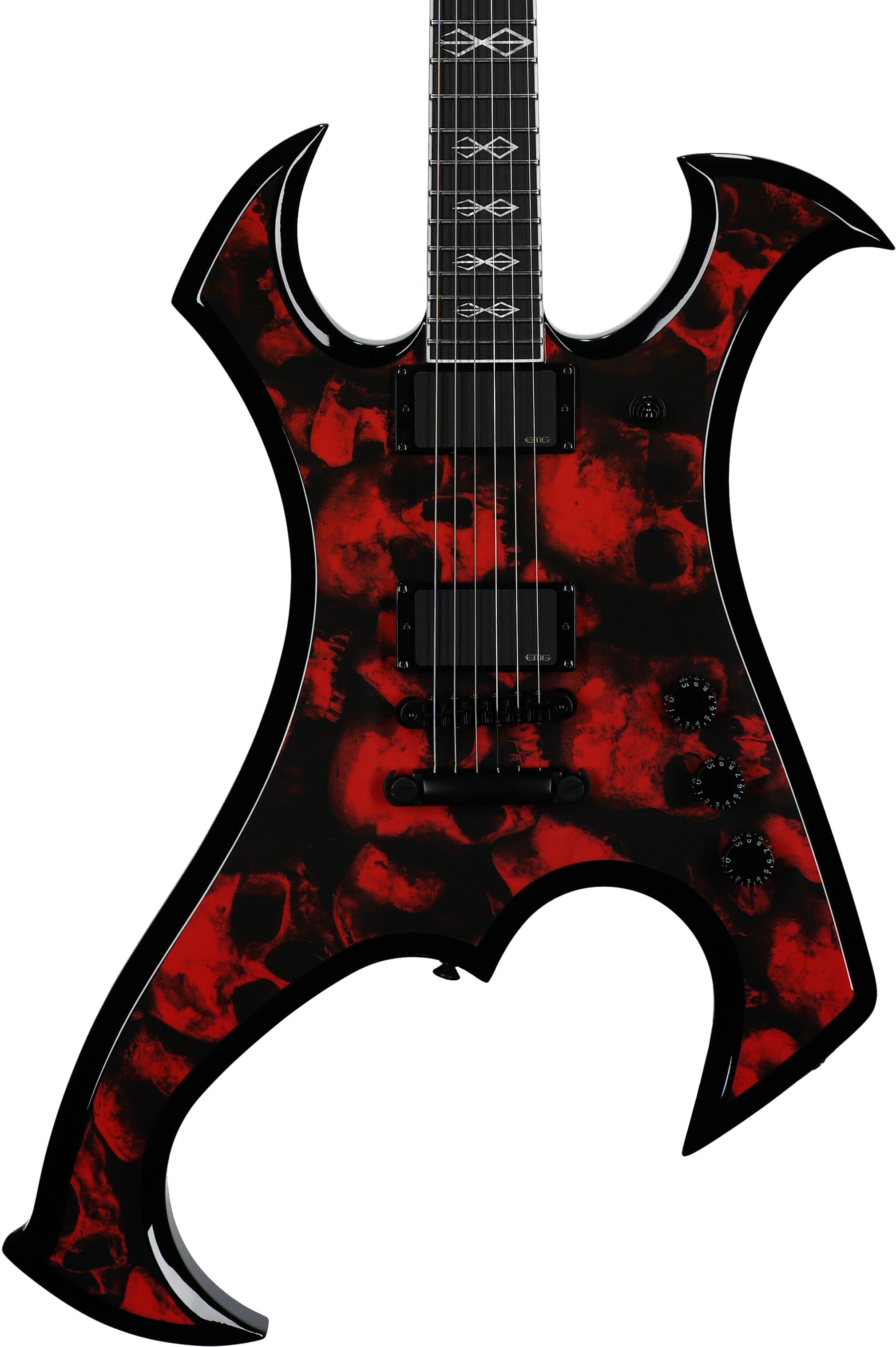Wylde Audio Berzerker Raw Top Electric Guitar, Blood Skulls, Body Straight Front