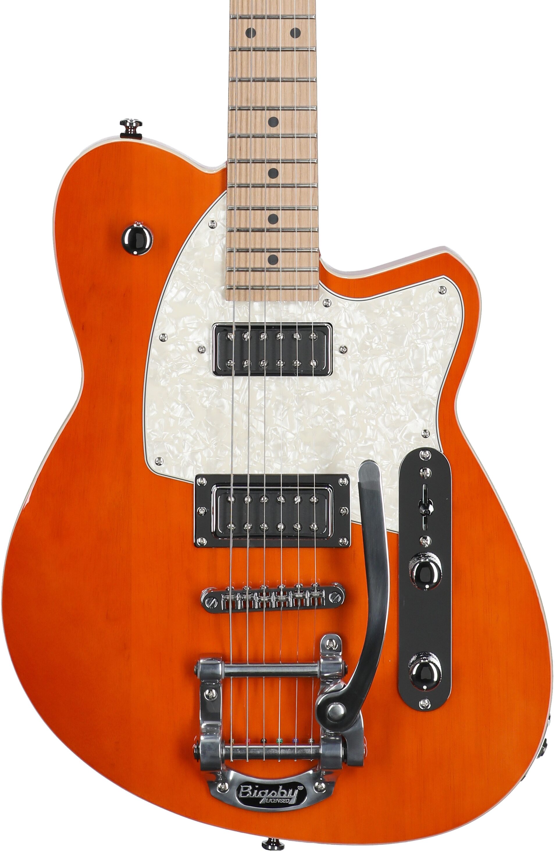 Reverend Flatroc Electric Guitar, Rock Orange, Roasted Maple Fretboard, Body Straight Front