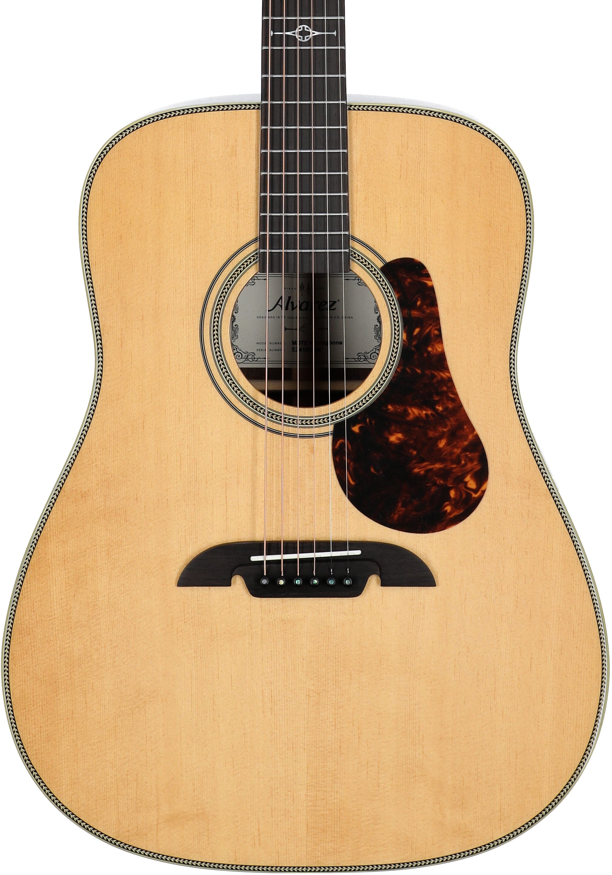 Alvarez MD70 Masterworks Herringbone Dreadnought Acoustic Guitar (with Gig Bag), New, Body Straight Front