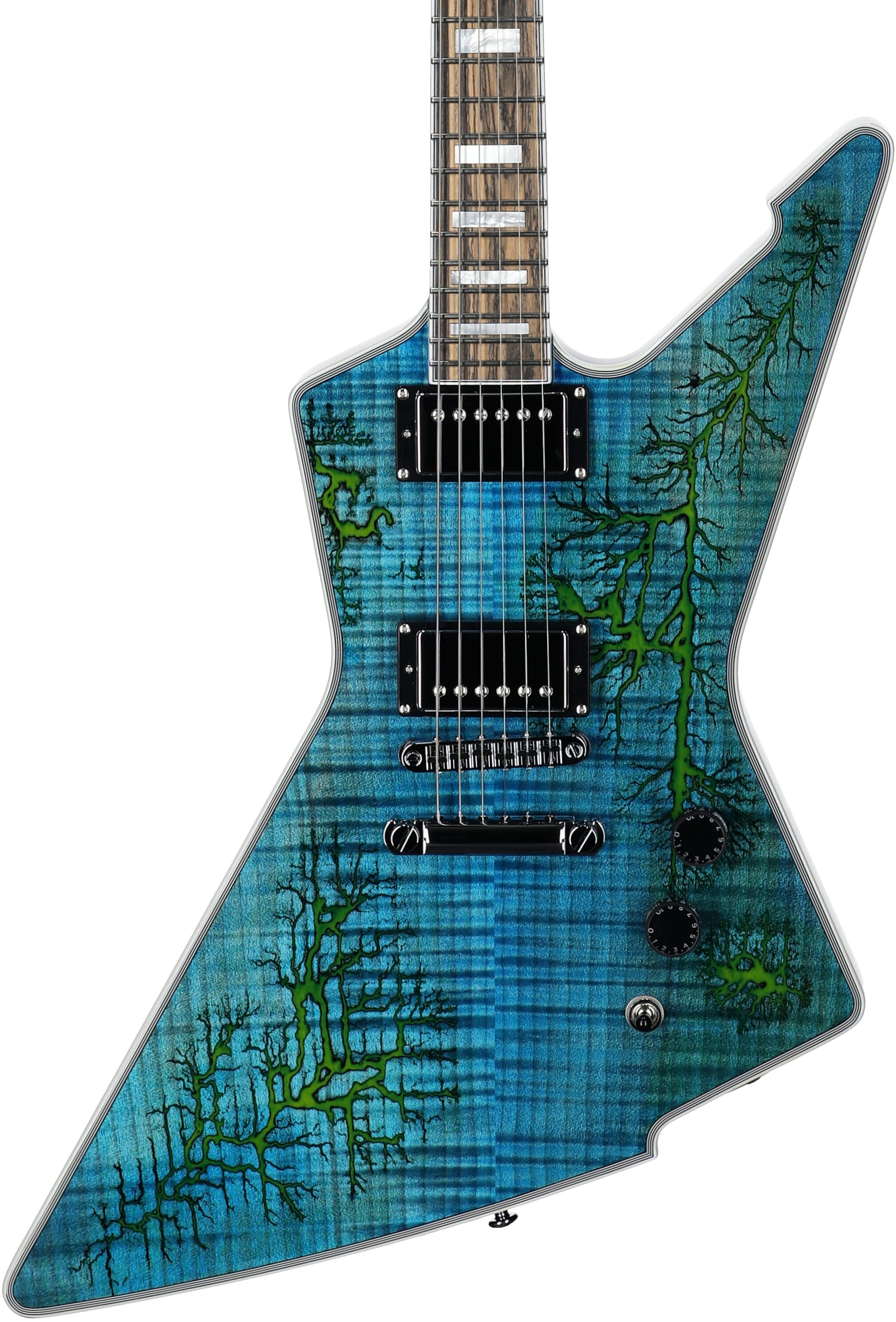 Schecter E-1 Electro-Resin Electric Guitar, Transparent Blue, Body Straight Front