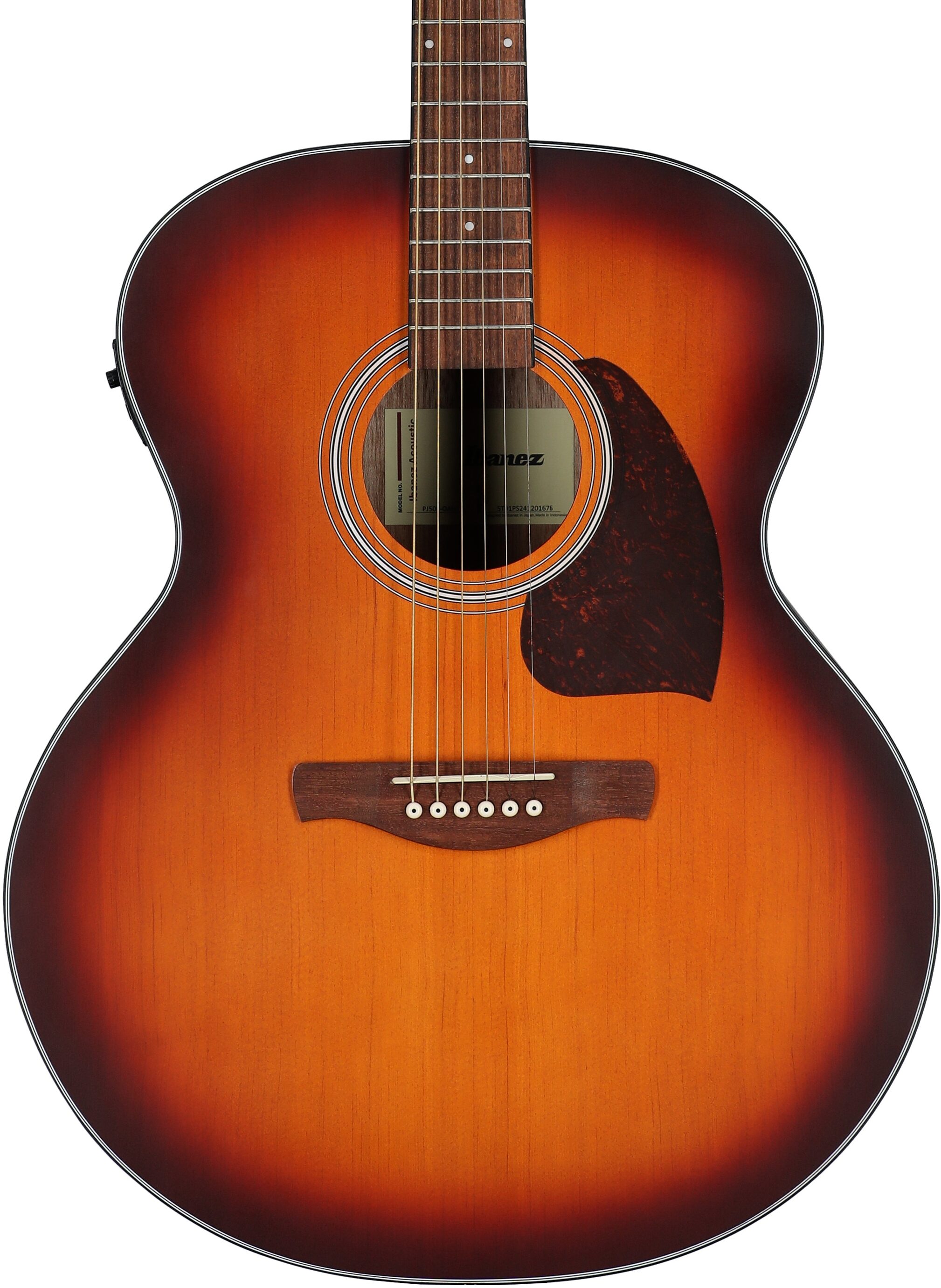 Ibanez PJ50E Acoustic-Electric Guitar, Open Pore Vintage Amber Sunburst, Body Straight Front