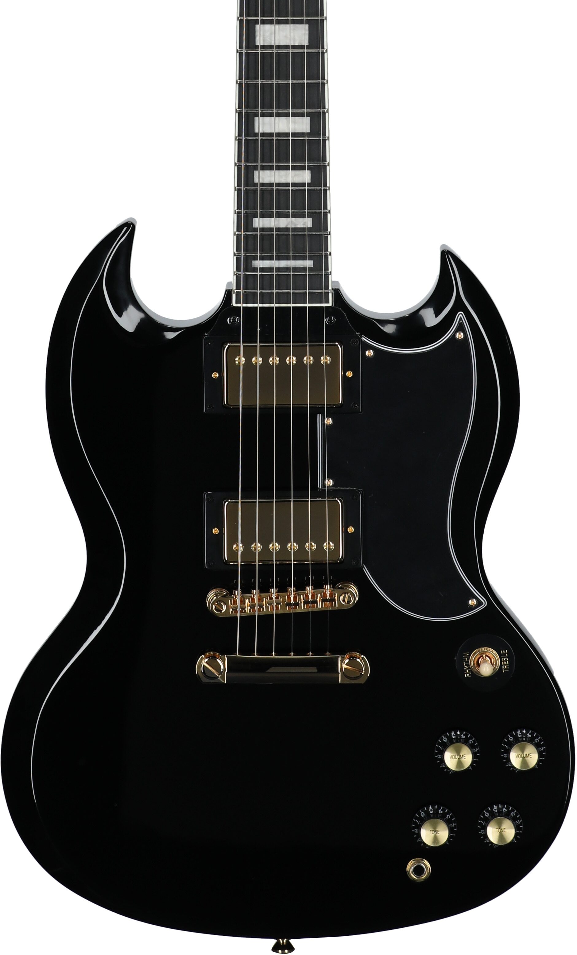 Epiphone Inspired by Gibson SG Custom Electric Guitar (with Gig Bag), Ebony, Body Straight Front