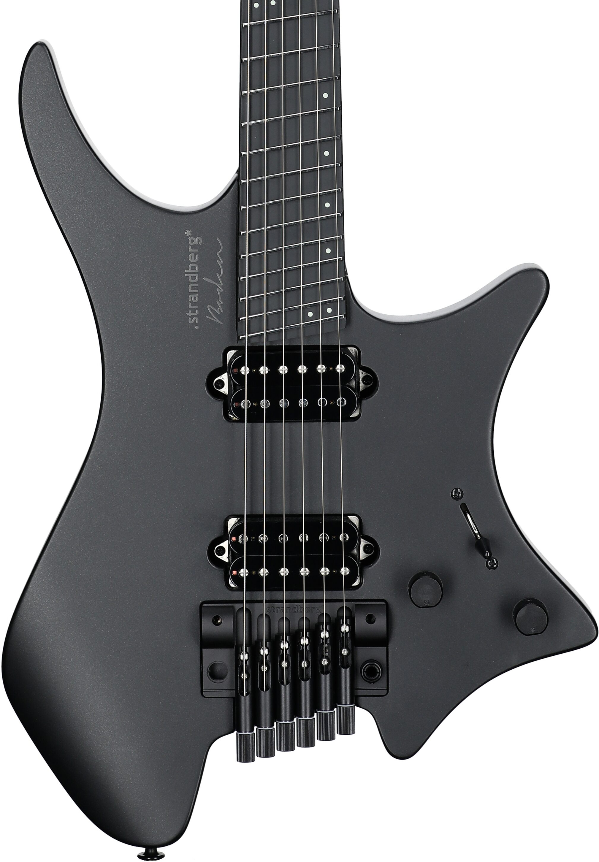 Strandberg Boden Metal NX 6 Tremolo Electric Guitar (with Gig Bag), Black Green, Body Straight Front