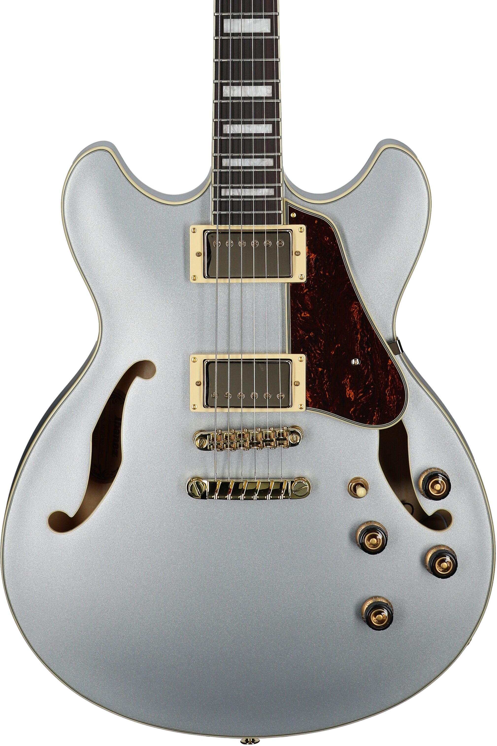 Ibanez AS73G Artcore Semi-Hollowbody Electric Guitar, Moonstone Silver Flat, Body Straight Front