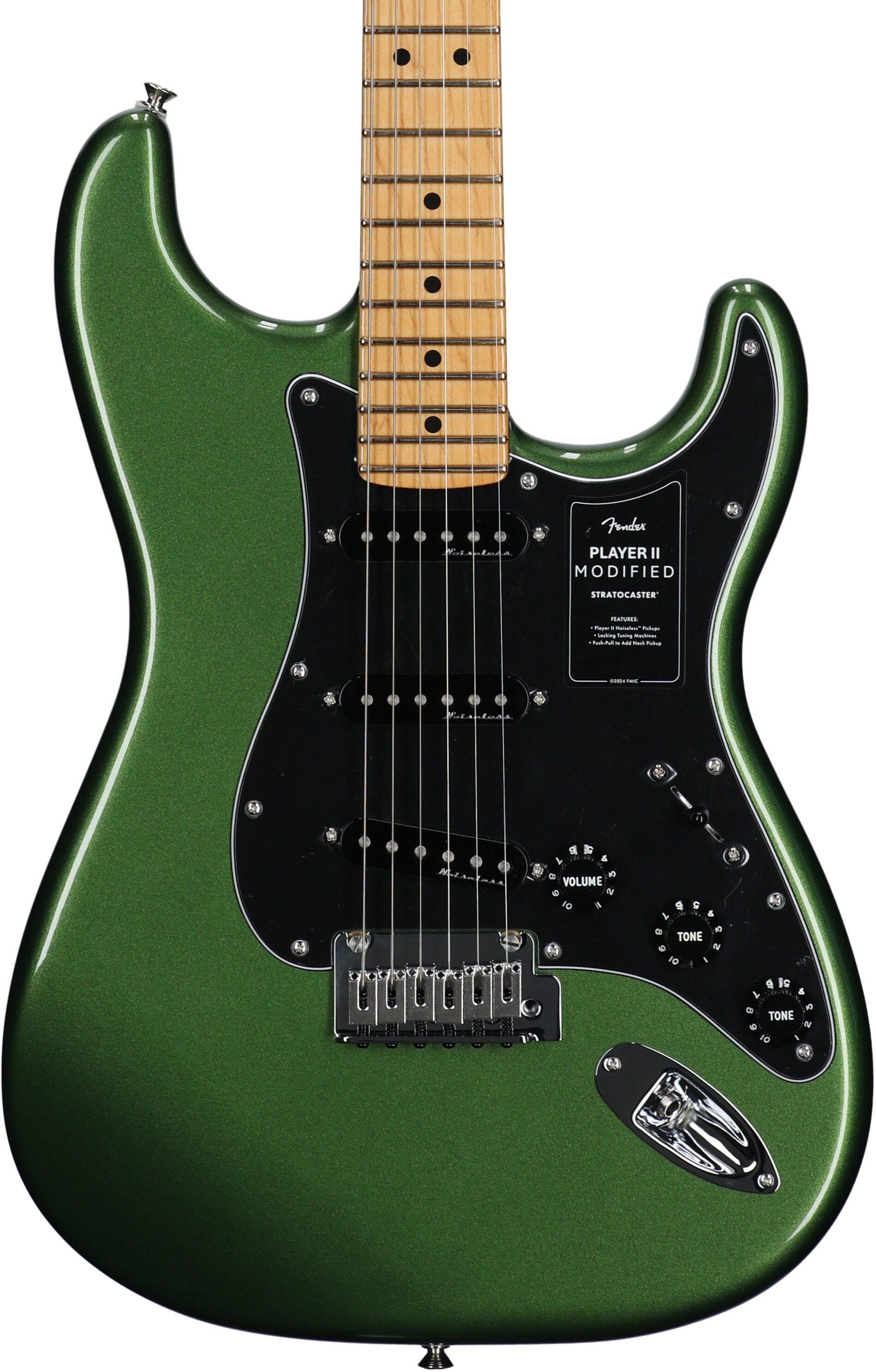 Fender Player II Modified Stratocaster Electric Guitar, Maple Fingerboard (with Gig Bag), Harvest Green, Body Straight Front