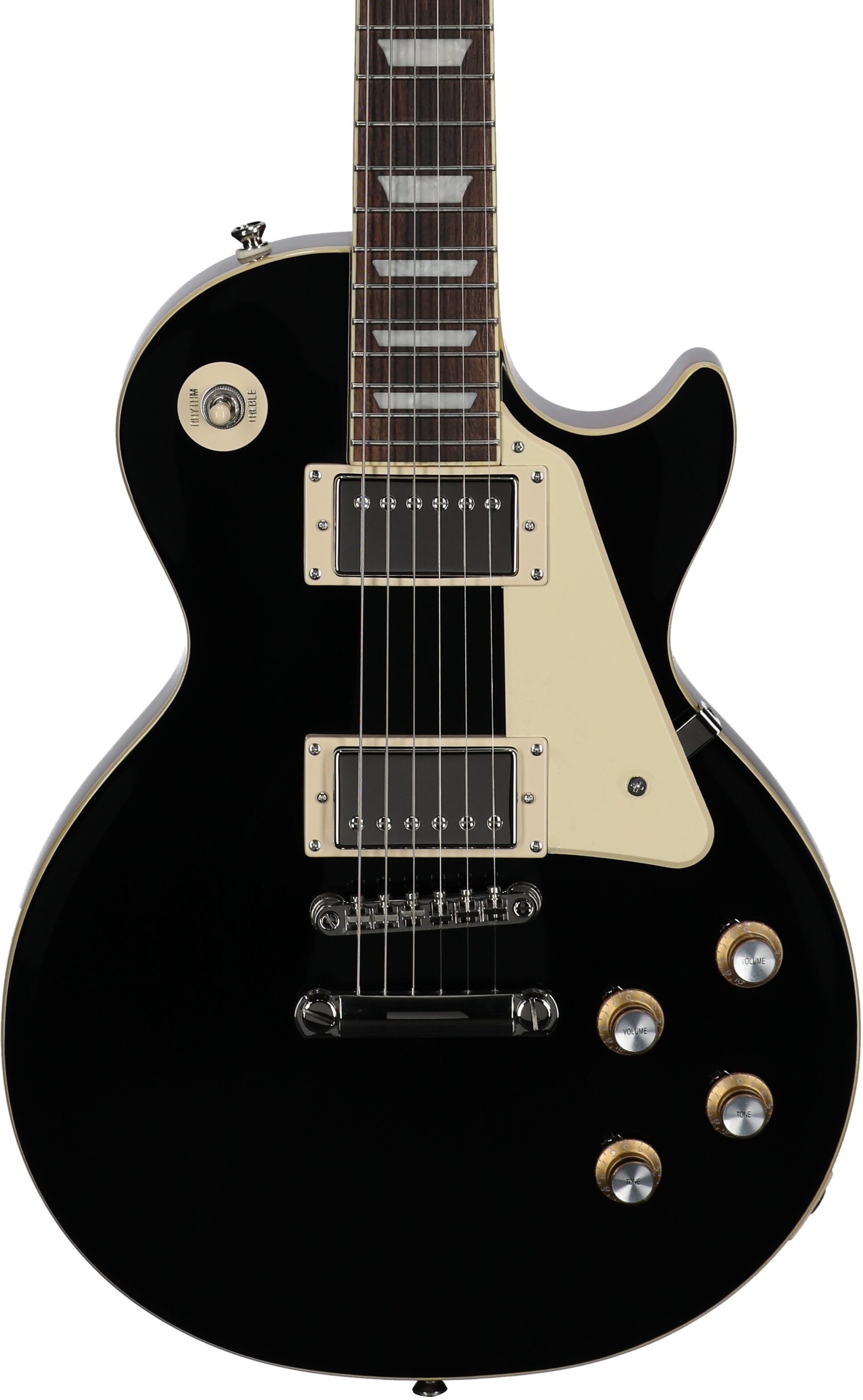 Epiphone Inspired by Gibson Les Paul Standard '60s Electric Guitar (with Gig Bag), Ebony, Body Straight Front