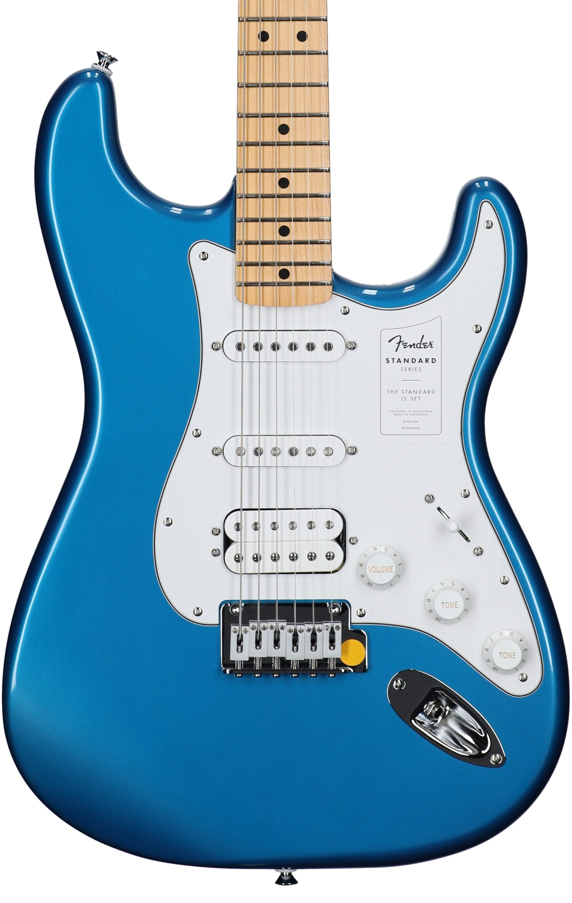 Fender Standard Stratocaster HSS Electric Guitar, with Maple Fingerboard, Aqua Marine Metallic, Body Straight Front