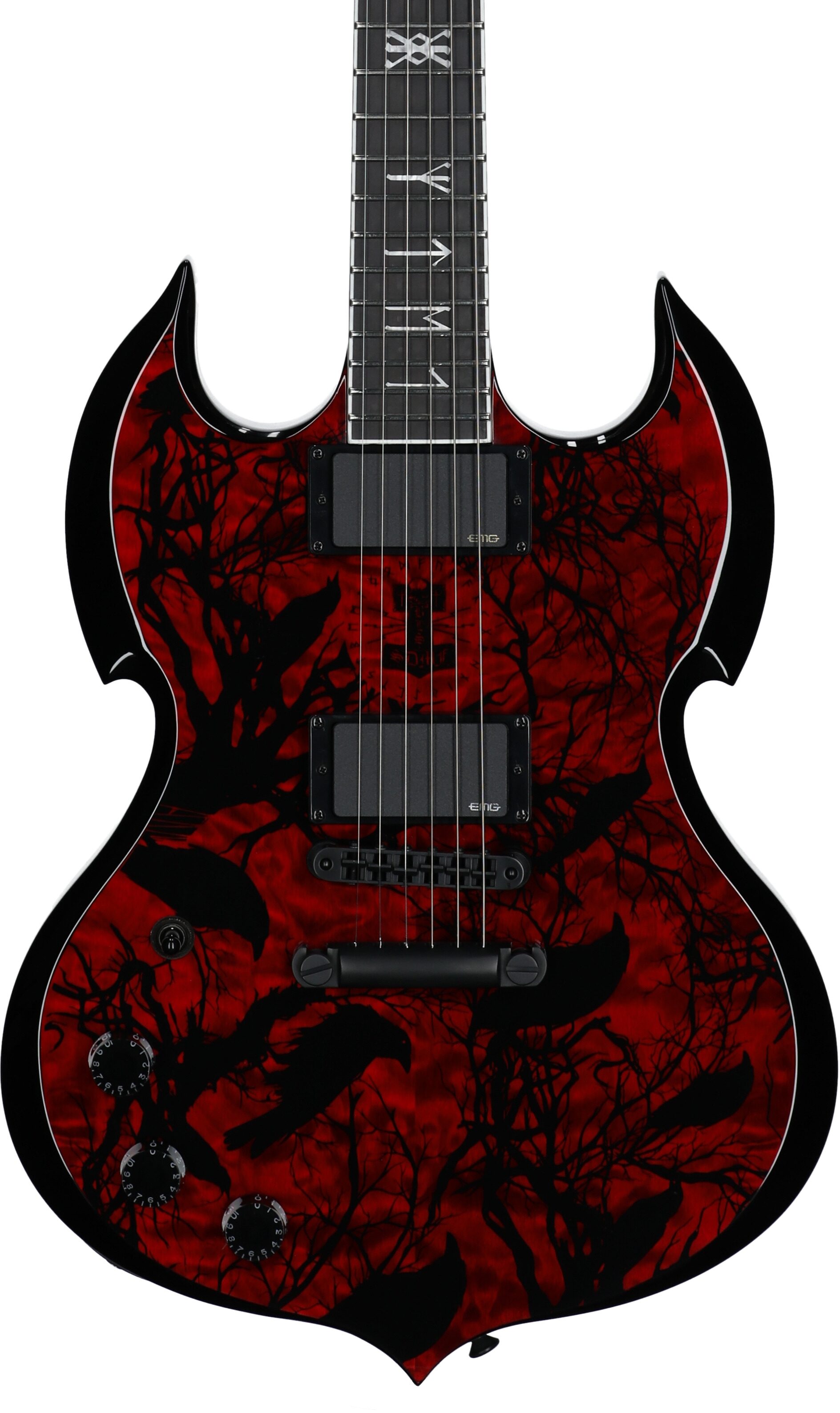 Wylde Audio Barbarian Electric Guitar, Left-Handed, Blood Raven, Body Straight Front