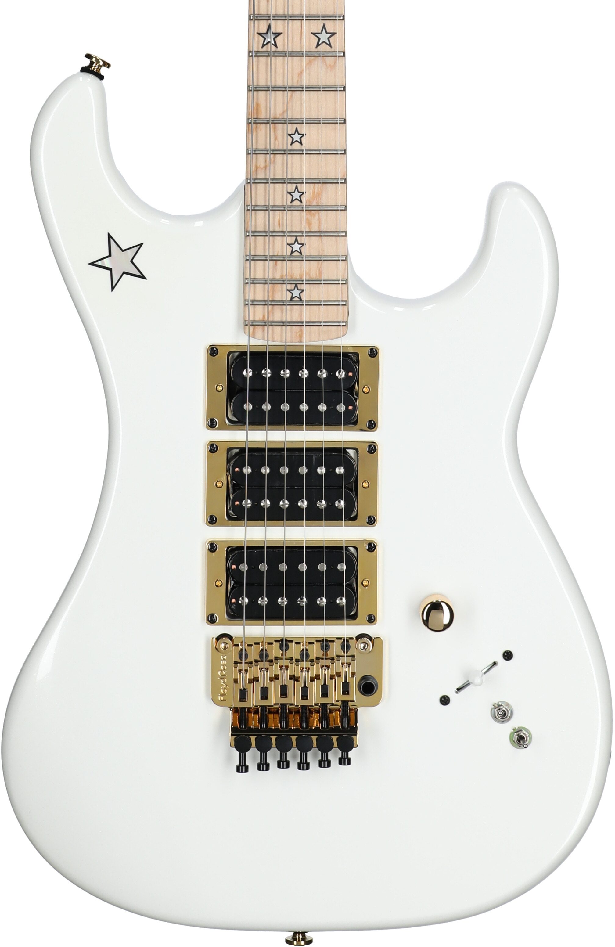 Kramer Jersey Star Floyd Rose Electric Guitar, with Gig Bag, White Pearl, Body Straight Front
