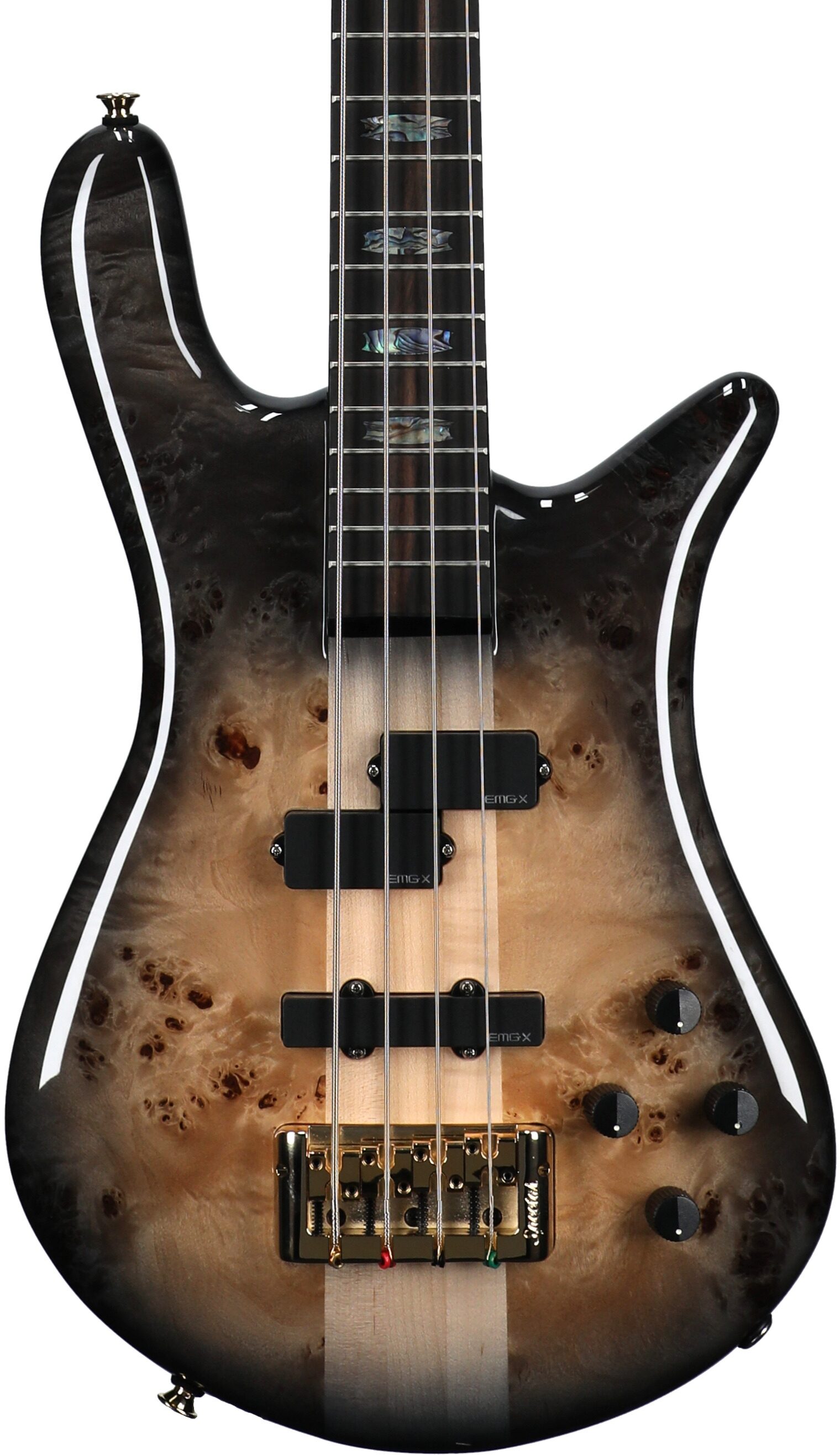 Spector Euro 4 Custom Electric Bass (with Gig Bag), Natural Black Burst, Body Straight Front