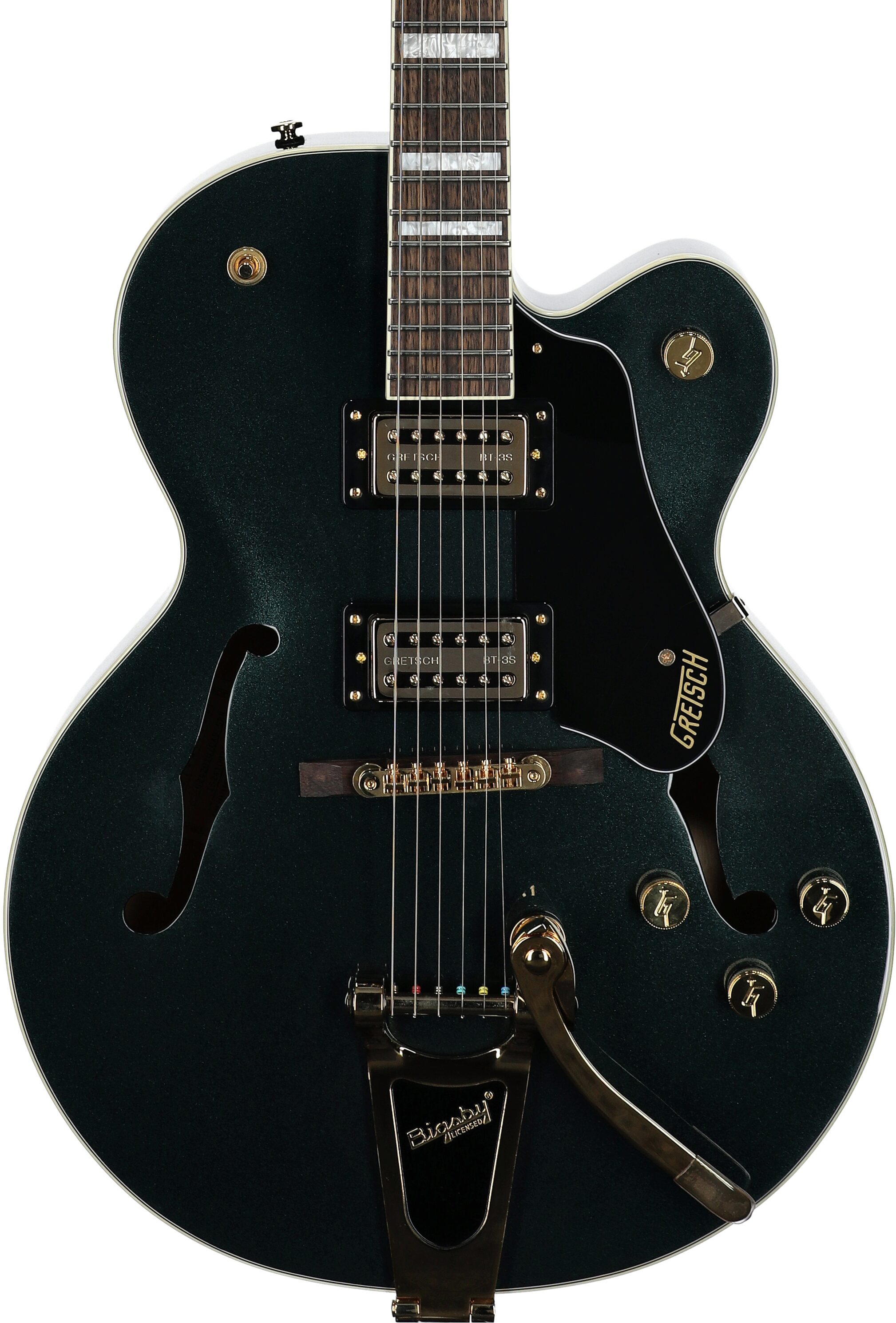 Gretsch G2420T Streamliner HB Electric Guitar with Bigsby Tremolo, Cadillac Green, Body Straight Front