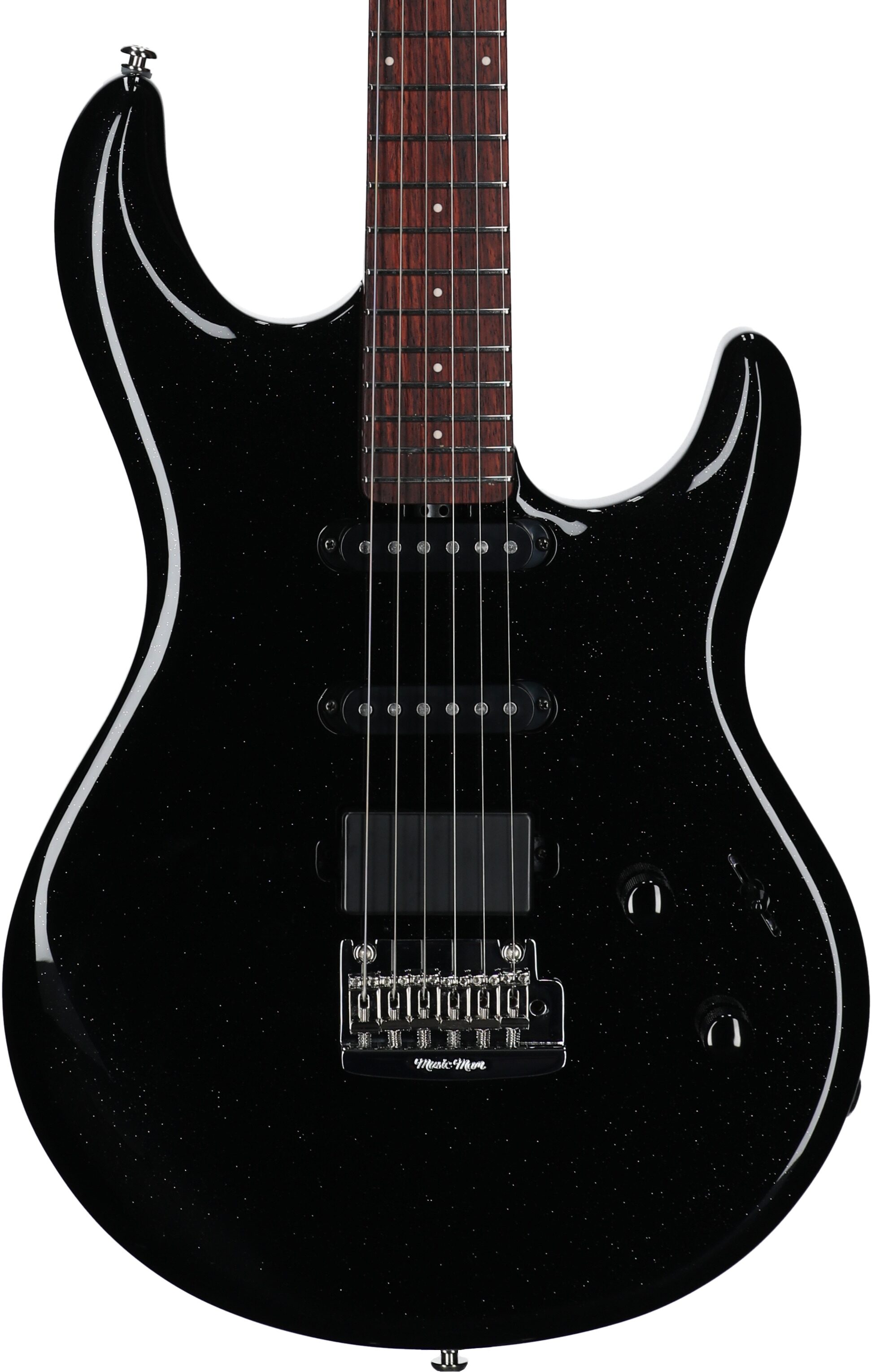 Ernie Ball Music Man Luke 4 HSS Electric Guitar, Black Sparkle, Body Straight Front